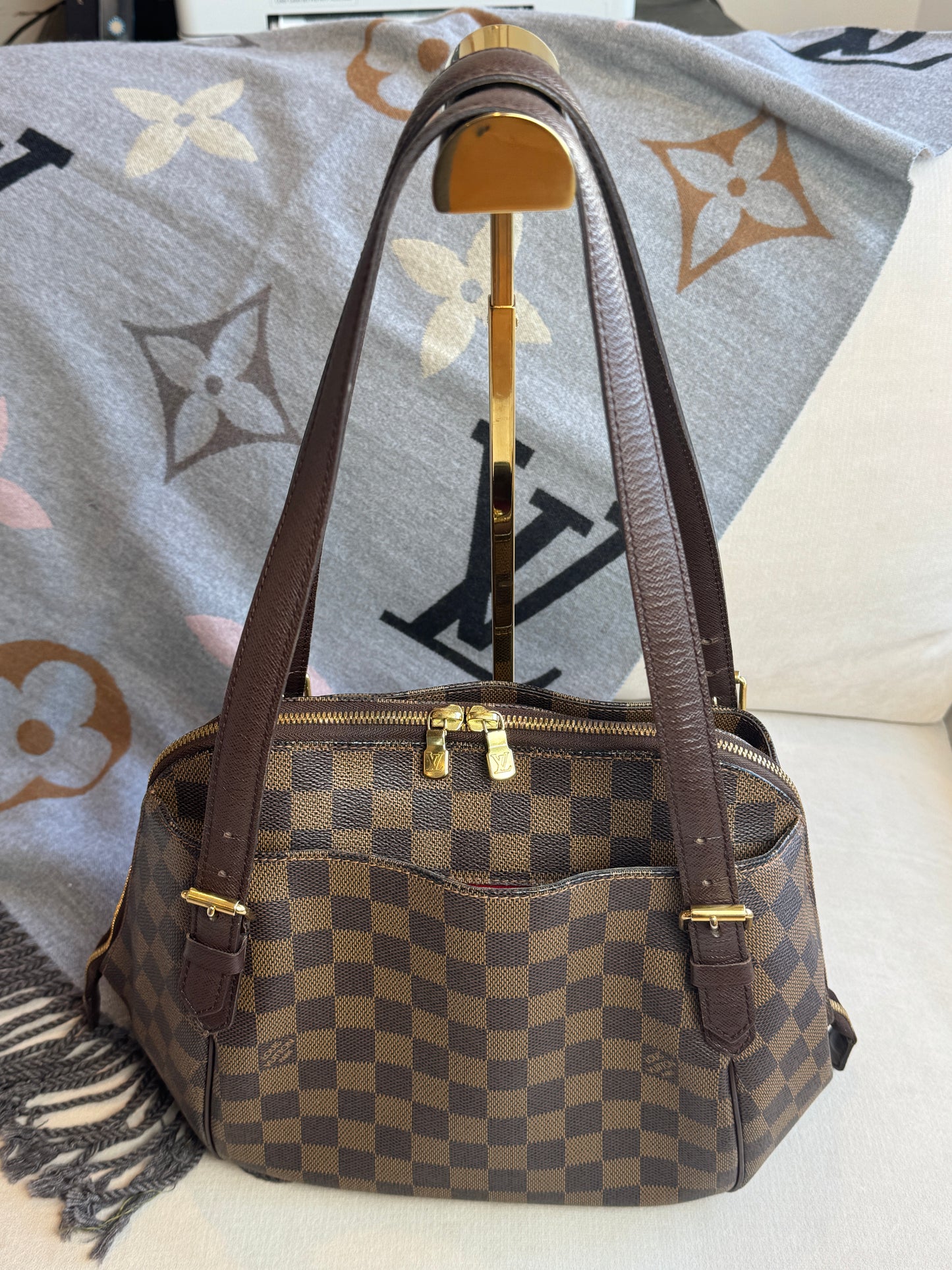 Louis Vuitton Damier Ebene/Cherry Belen MM Shoulder Bag