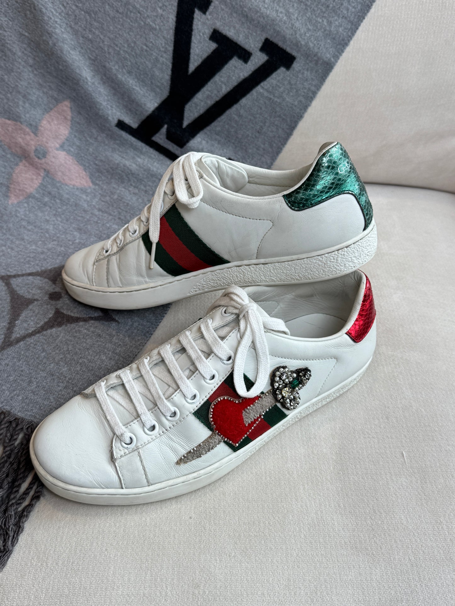 Gucci Ace Sword Hearts Women's Sneakers Size 35.5EU