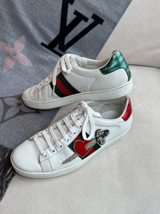Gucci Ace Sword Hearts Women's Sneakers Size 35.5EU