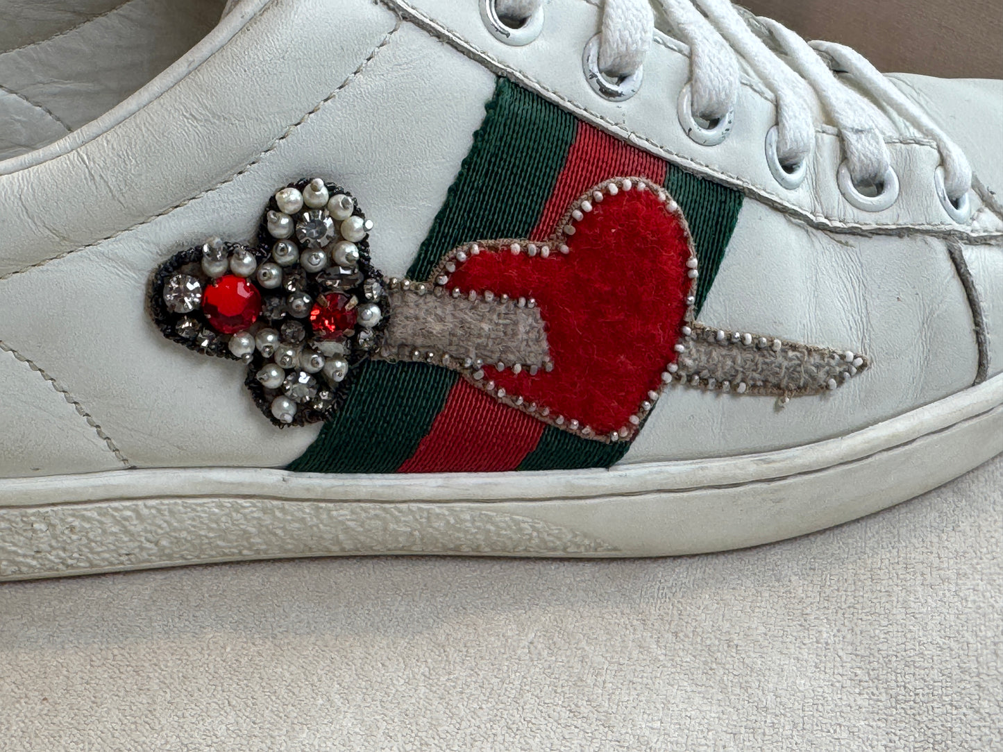 Gucci Ace Sword Hearts Women's Sneakers Size 35.5EU