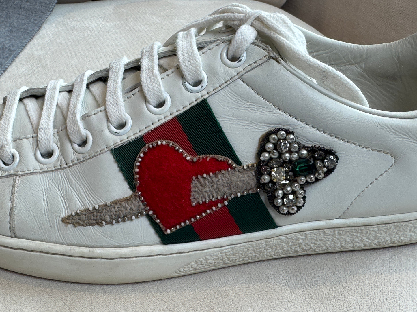 Gucci Ace Sword Hearts Women's Sneakers Size 35.5EU