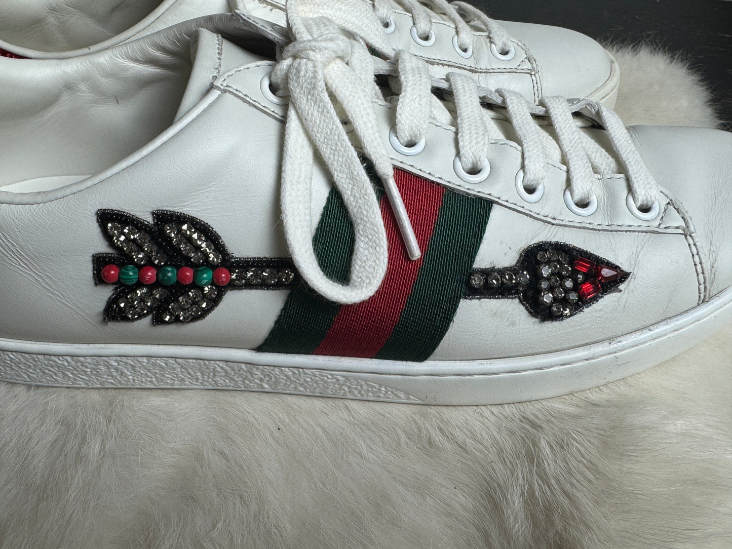 GUCCI Ace Rhinestone Arrows Sneakers Women's 38EU/38.5EU