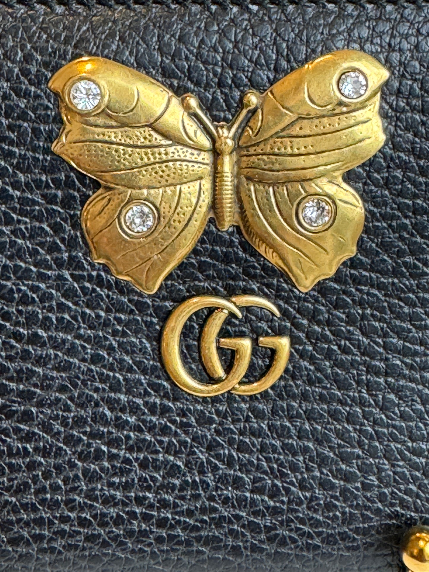 GUCCI Marmont GG Butterfly Leather Long Zip Wallet