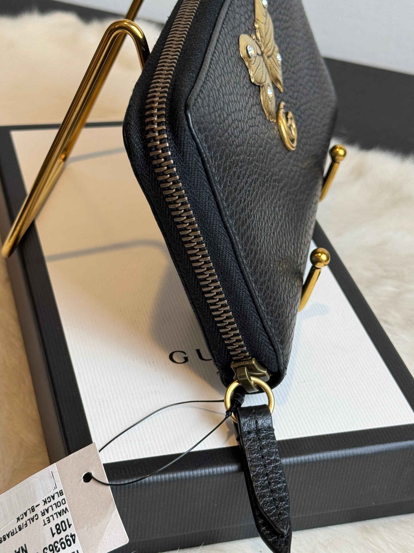GUCCI Marmont GG Butterfly Leather Long Zip Wallet