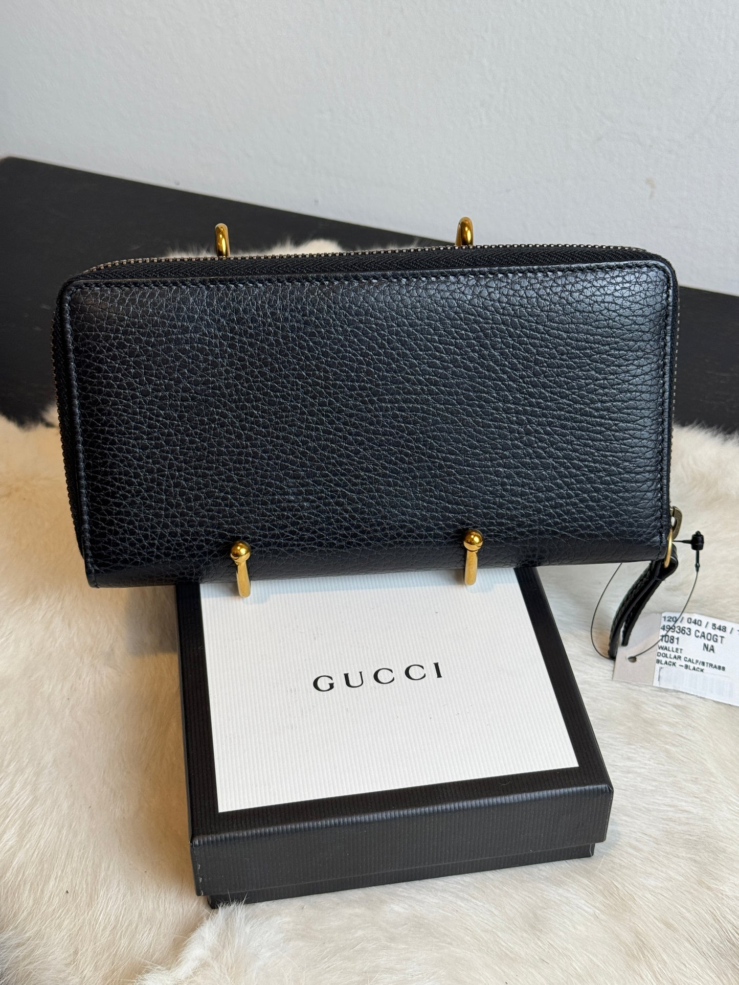 GUCCI Marmont GG Butterfly Leather Long Zip Wallet