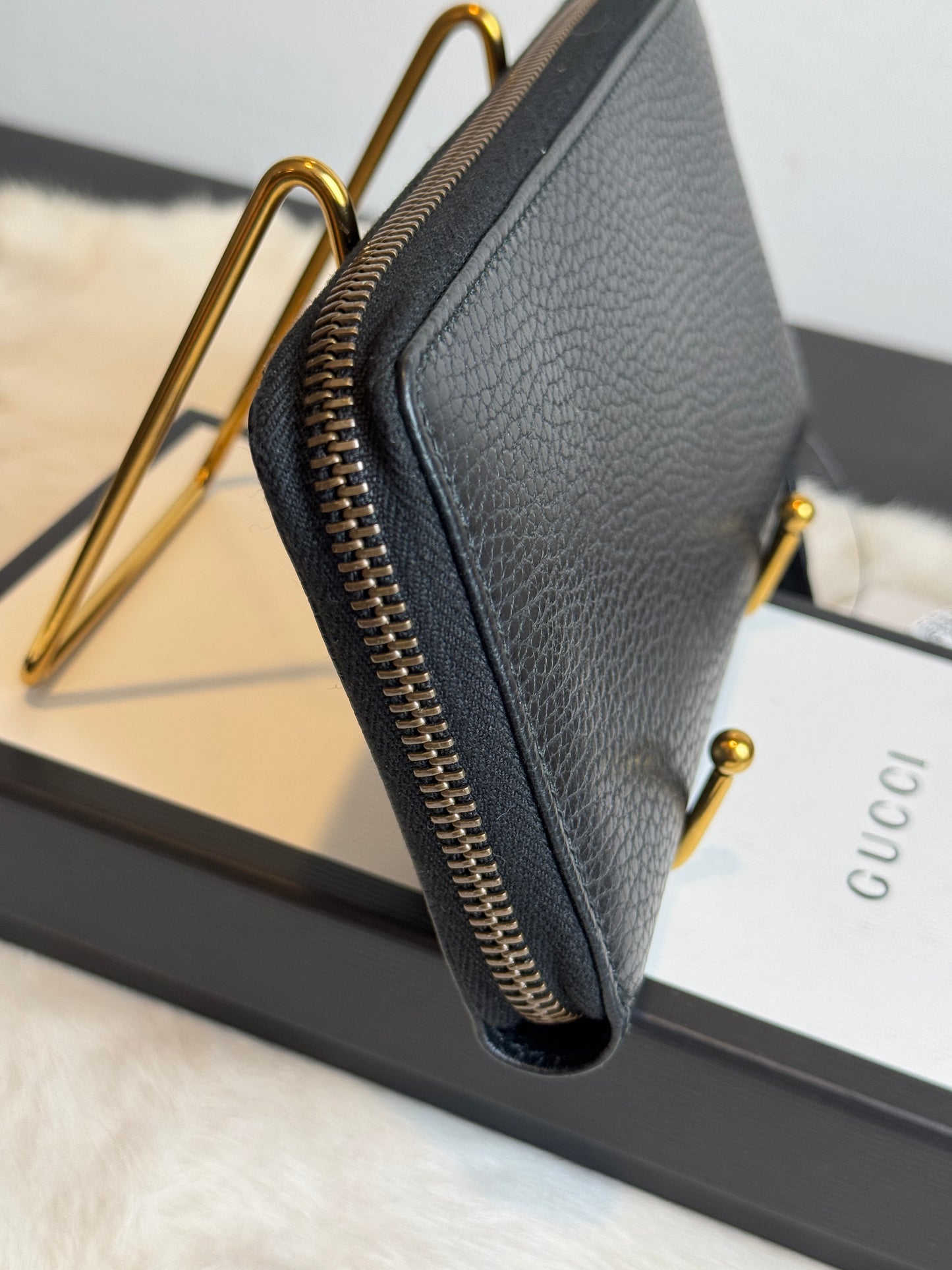 GUCCI Marmont GG Butterfly Leather Long Zip Wallet