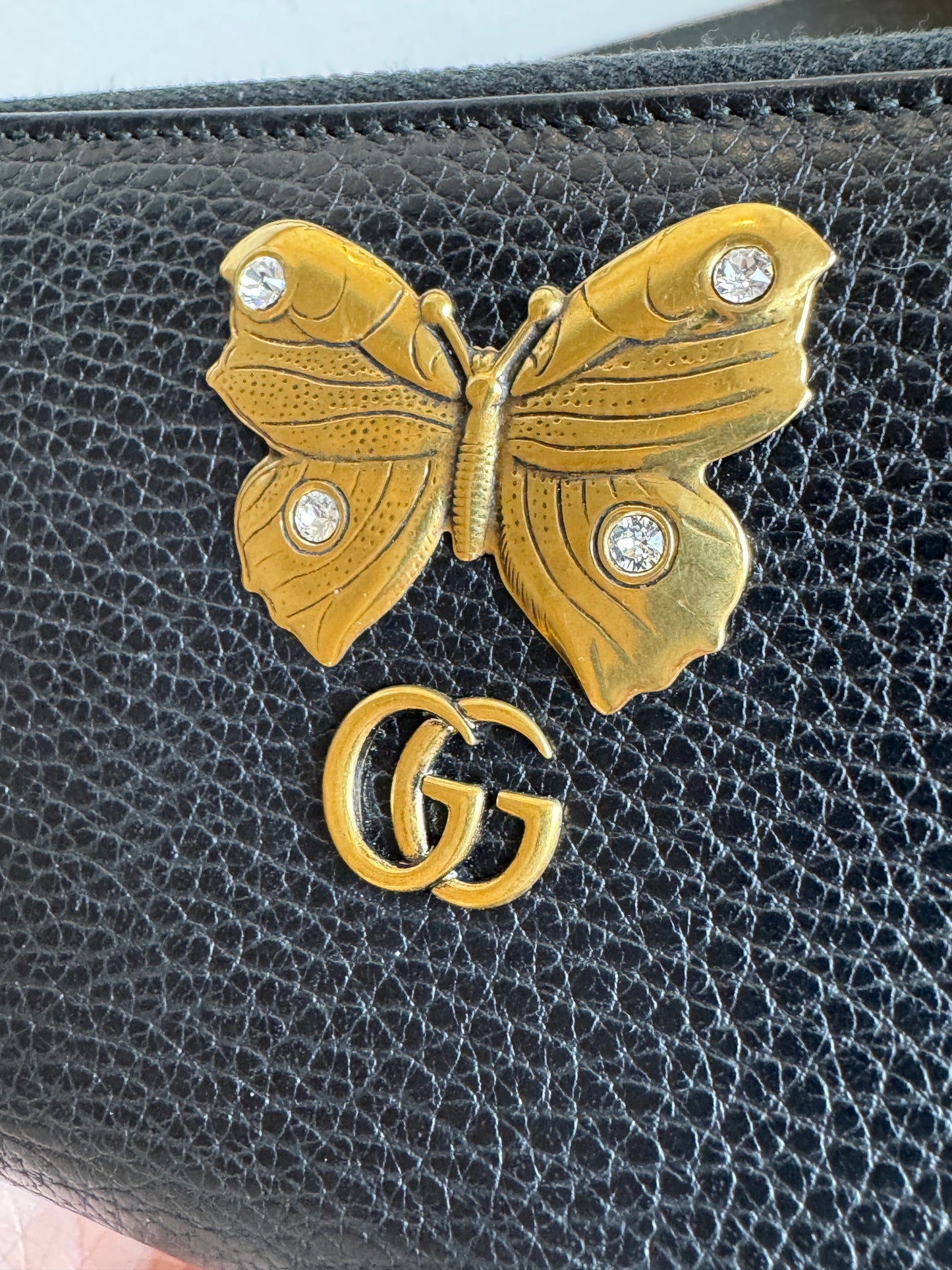 GUCCI Marmont GG Butterfly Leather Long Zip Wallet
