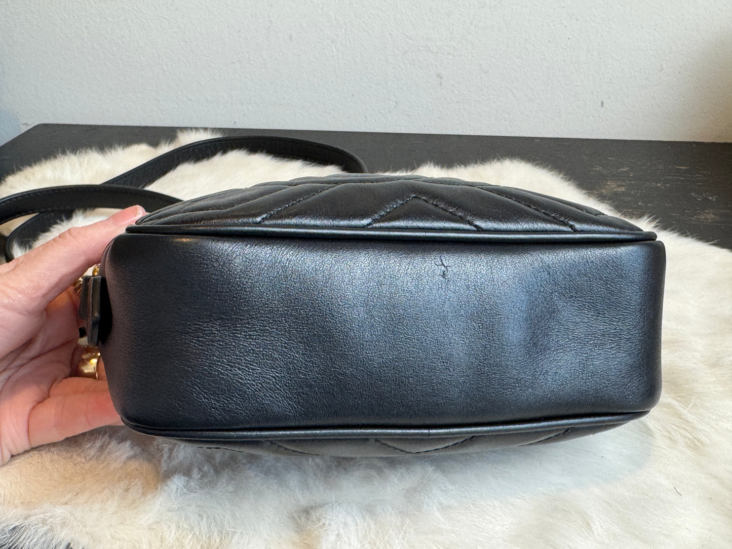 GUCCI Calfskin Matelasse GG Marmont Mini Camera Crossbody