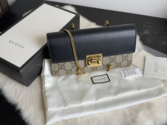 GUCCI Supreme Padlock Wallet On Chain Black