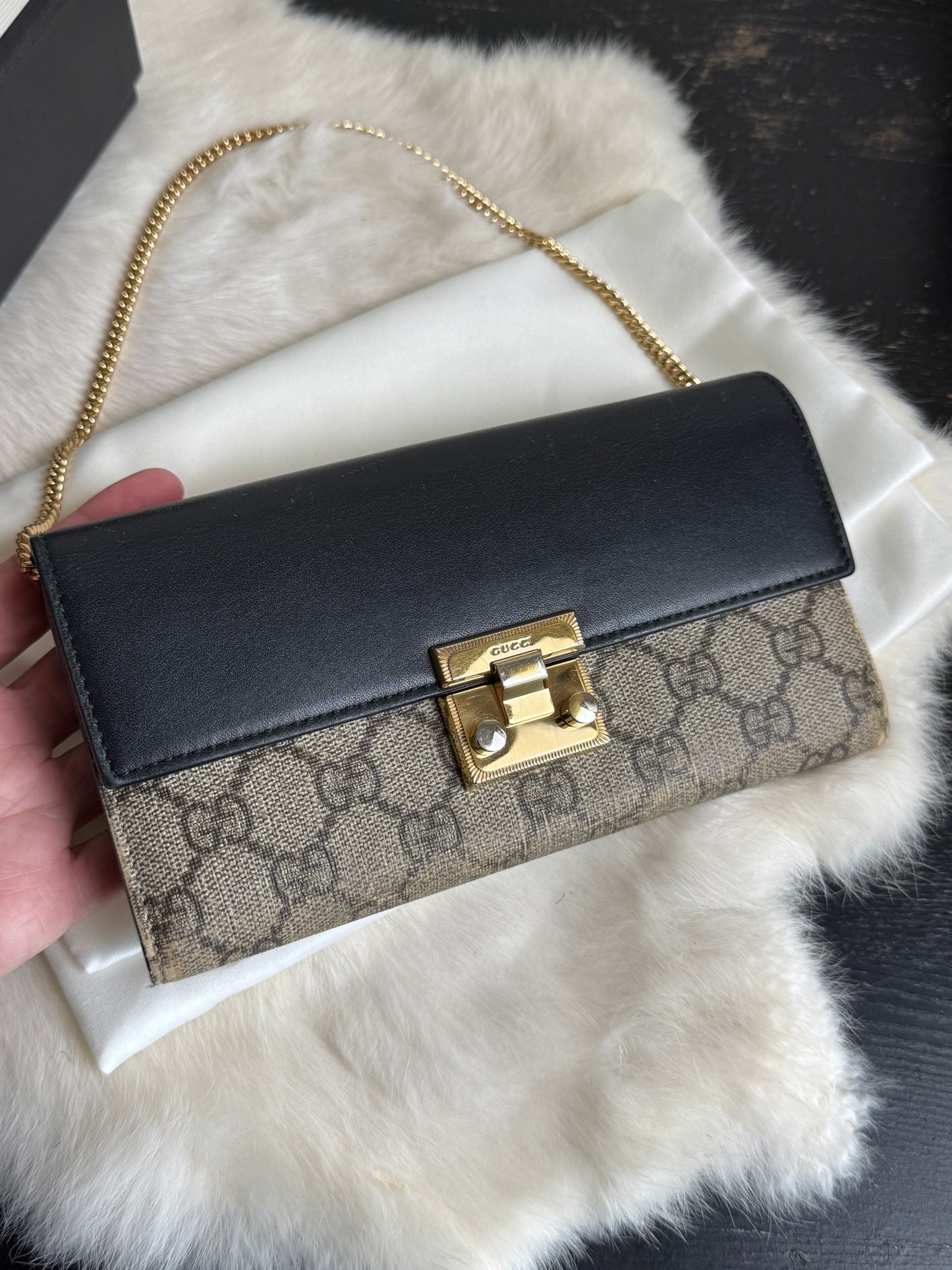 GUCCI Supreme Padlock Wallet On Chain Black