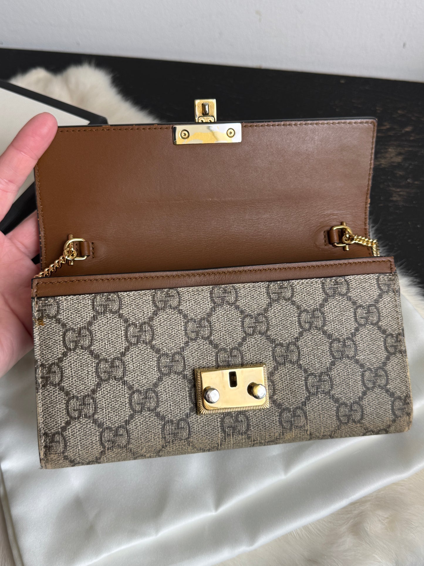GUCCI Supreme Padlock Wallet On Chain Black