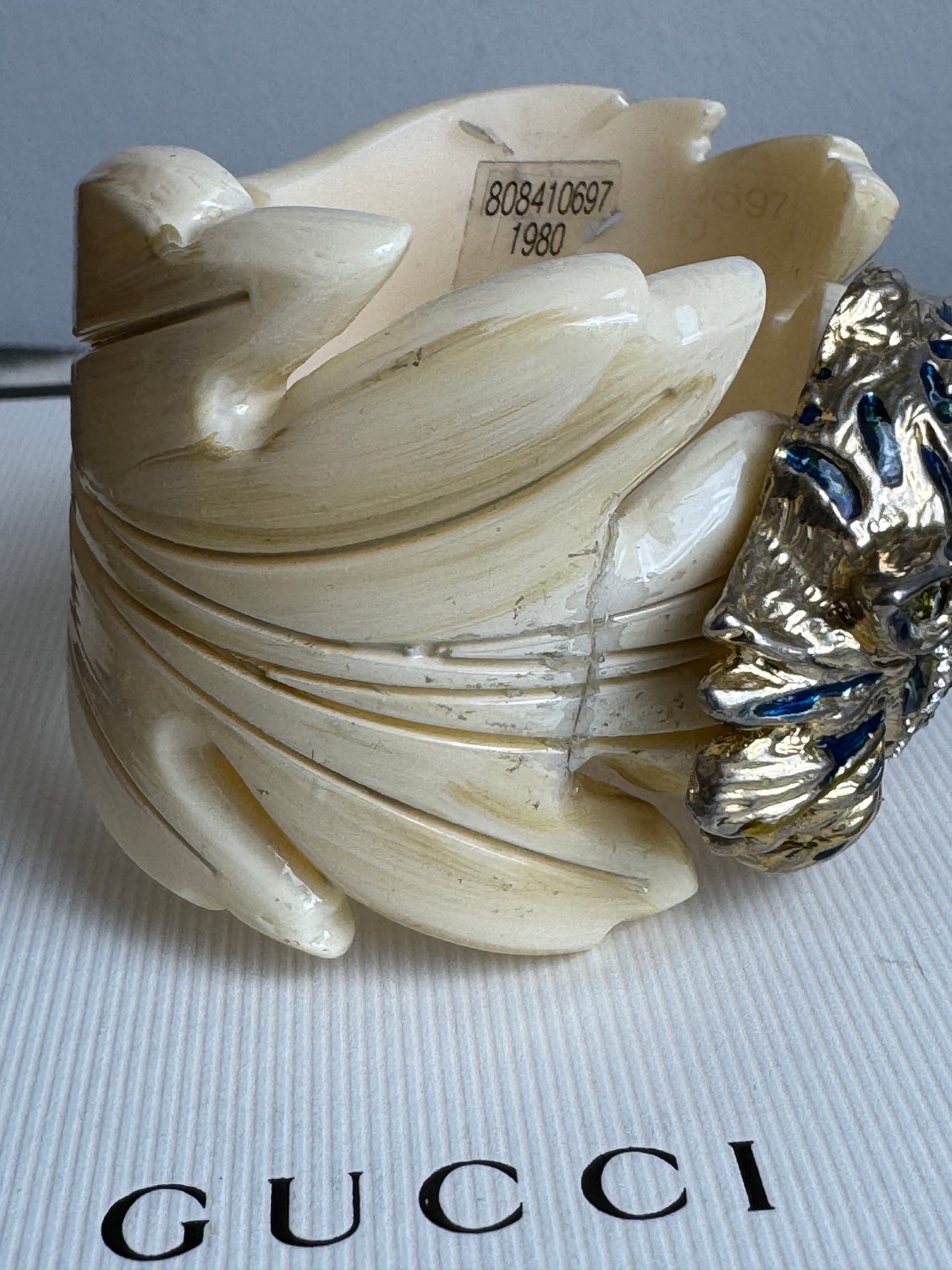 NWT! Gucci Rajah Resin Leaf Bracelet (repaired)