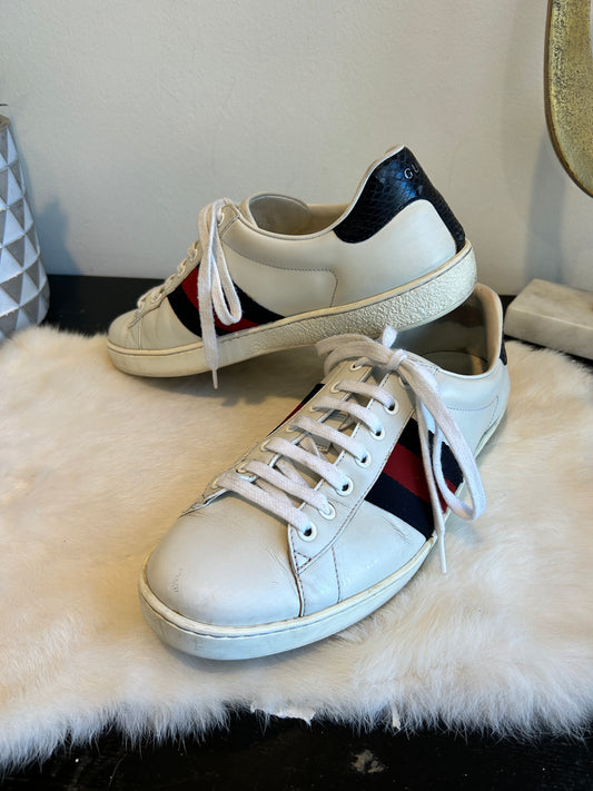 GUCCI Ace Basic WEB Navy/Red Sneakers Men's 7.5EU (40.5EU Women's)