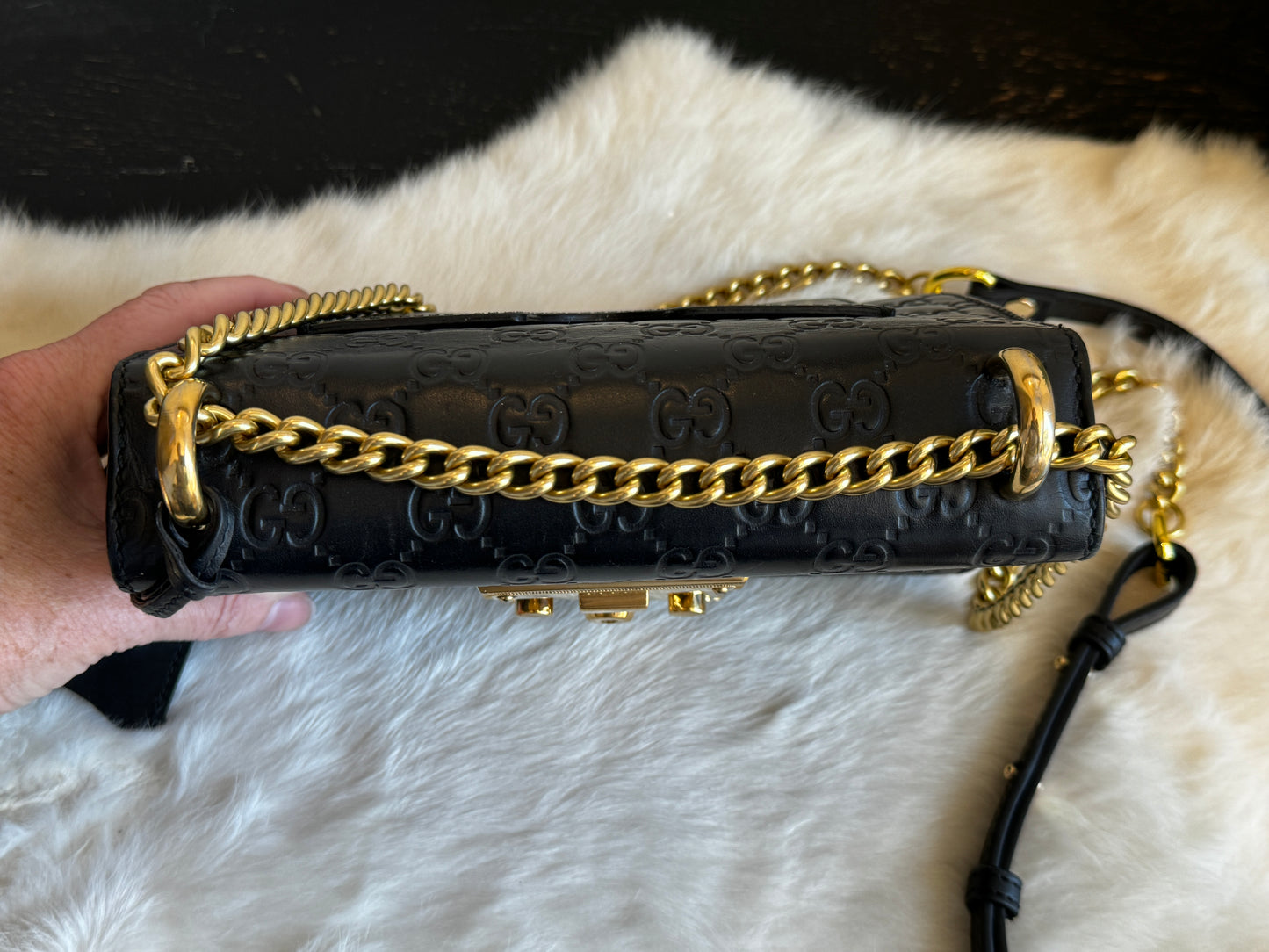 GUCCI Black Guccissima Padlock Mini