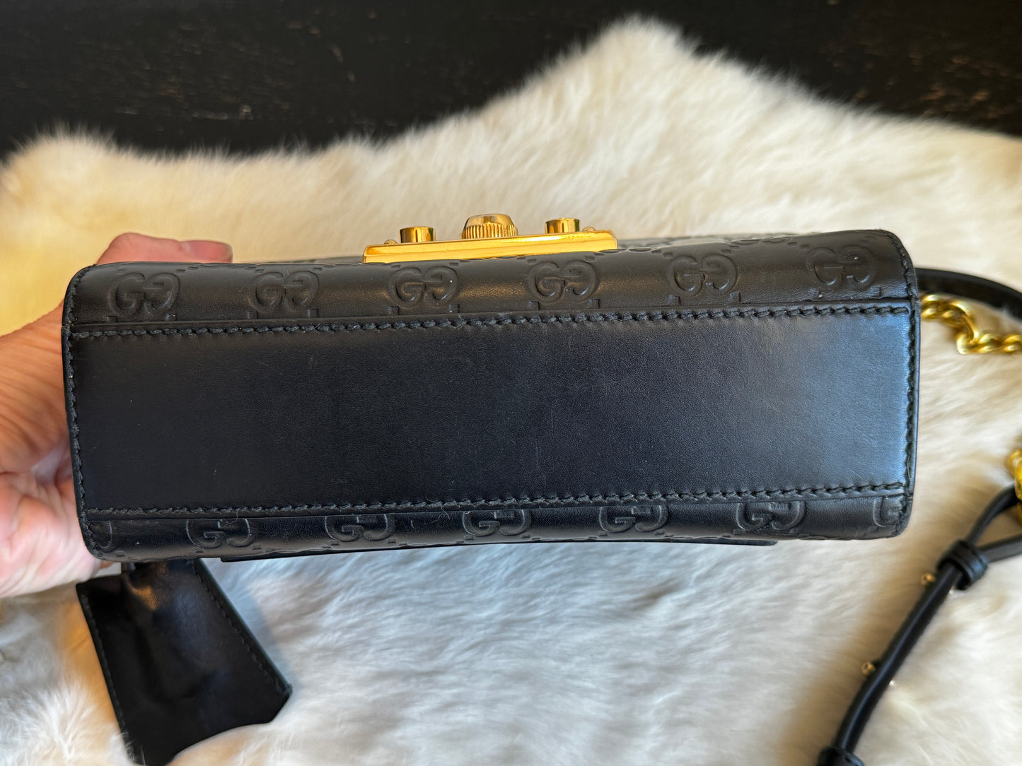 GUCCI Black Guccissima Padlock Mini