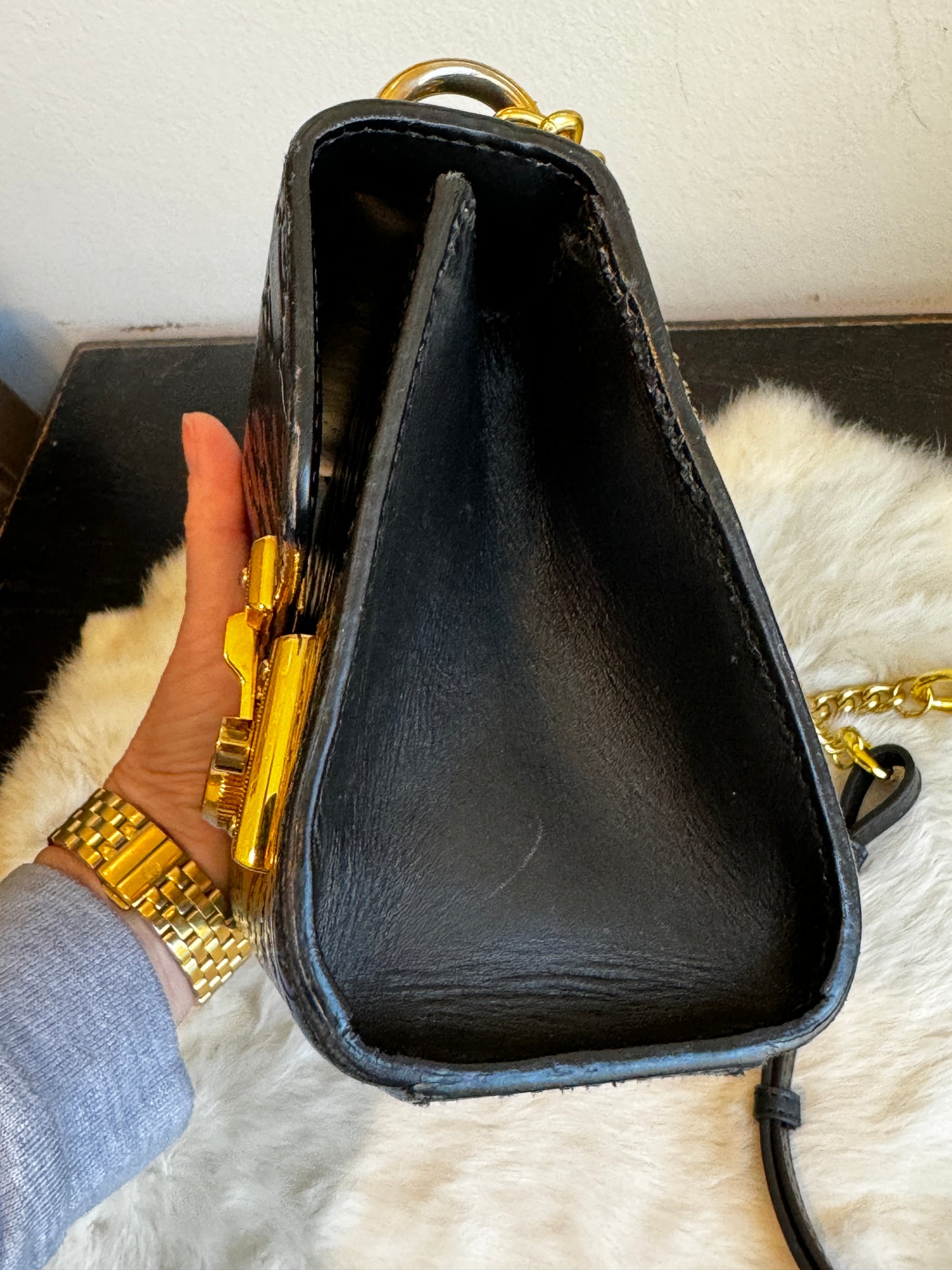 GUCCI Black Guccissima Padlock Mini