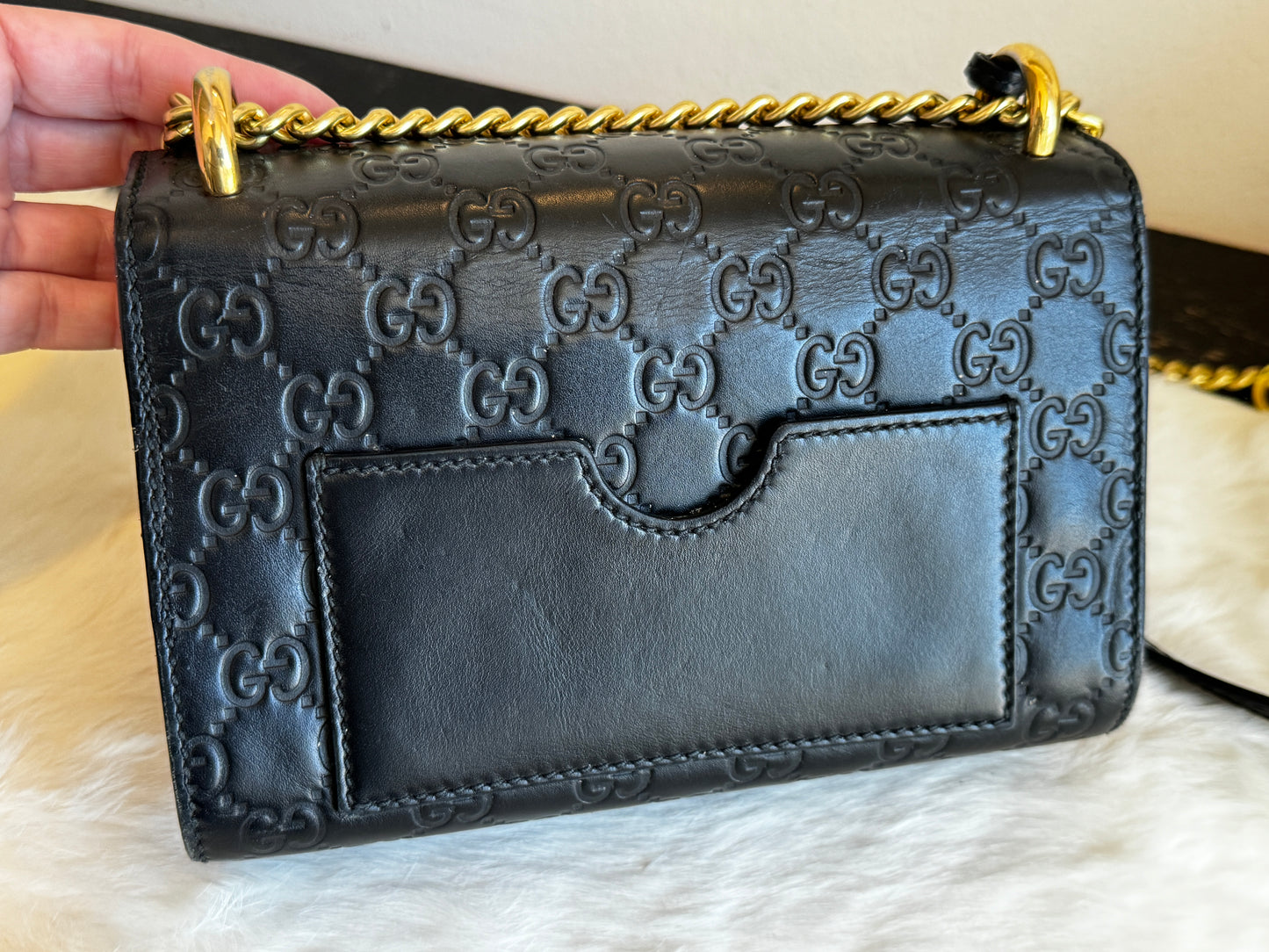 GUCCI Black Guccissima Padlock Mini