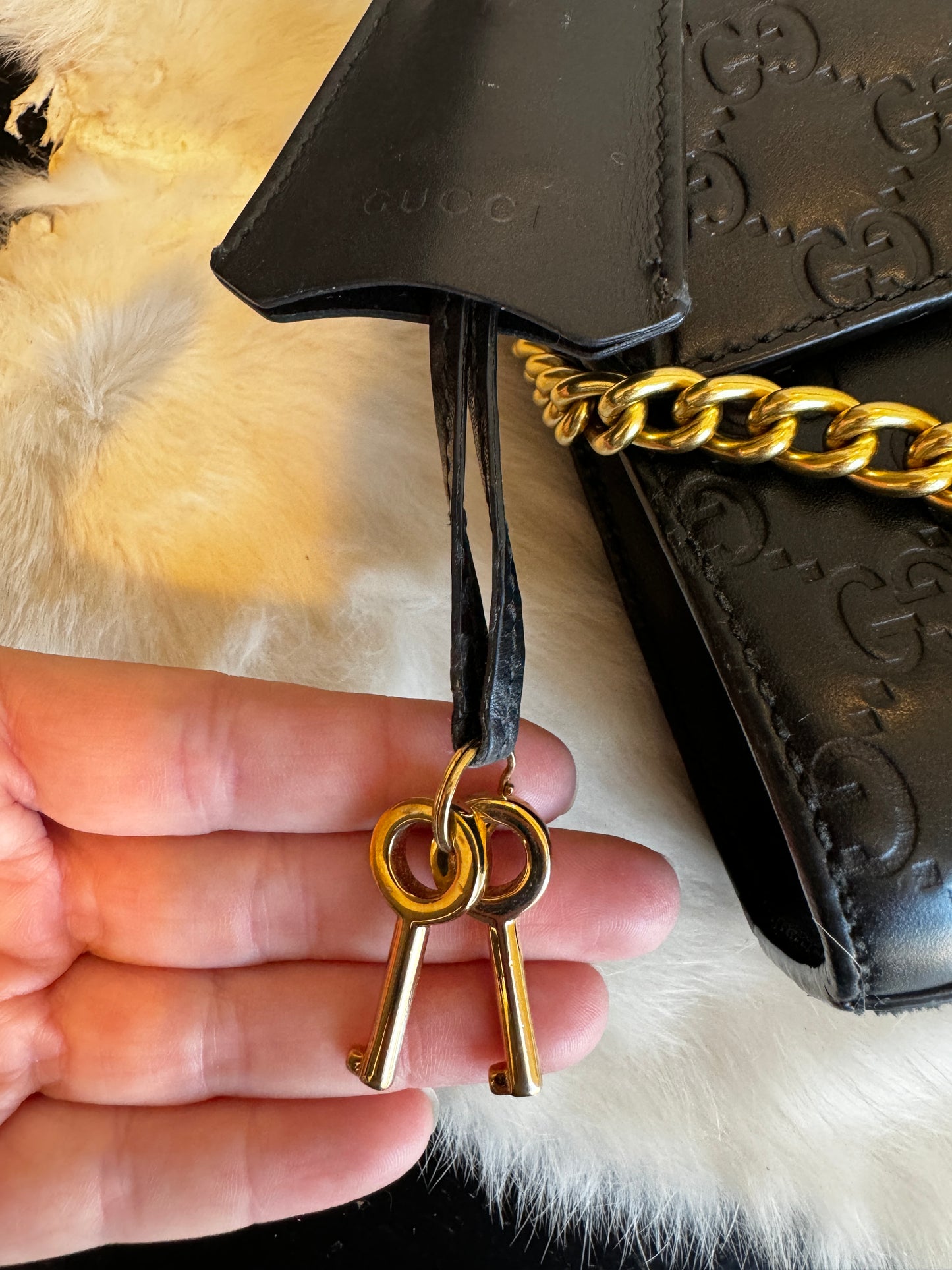 GUCCI Black Guccissima Padlock Mini