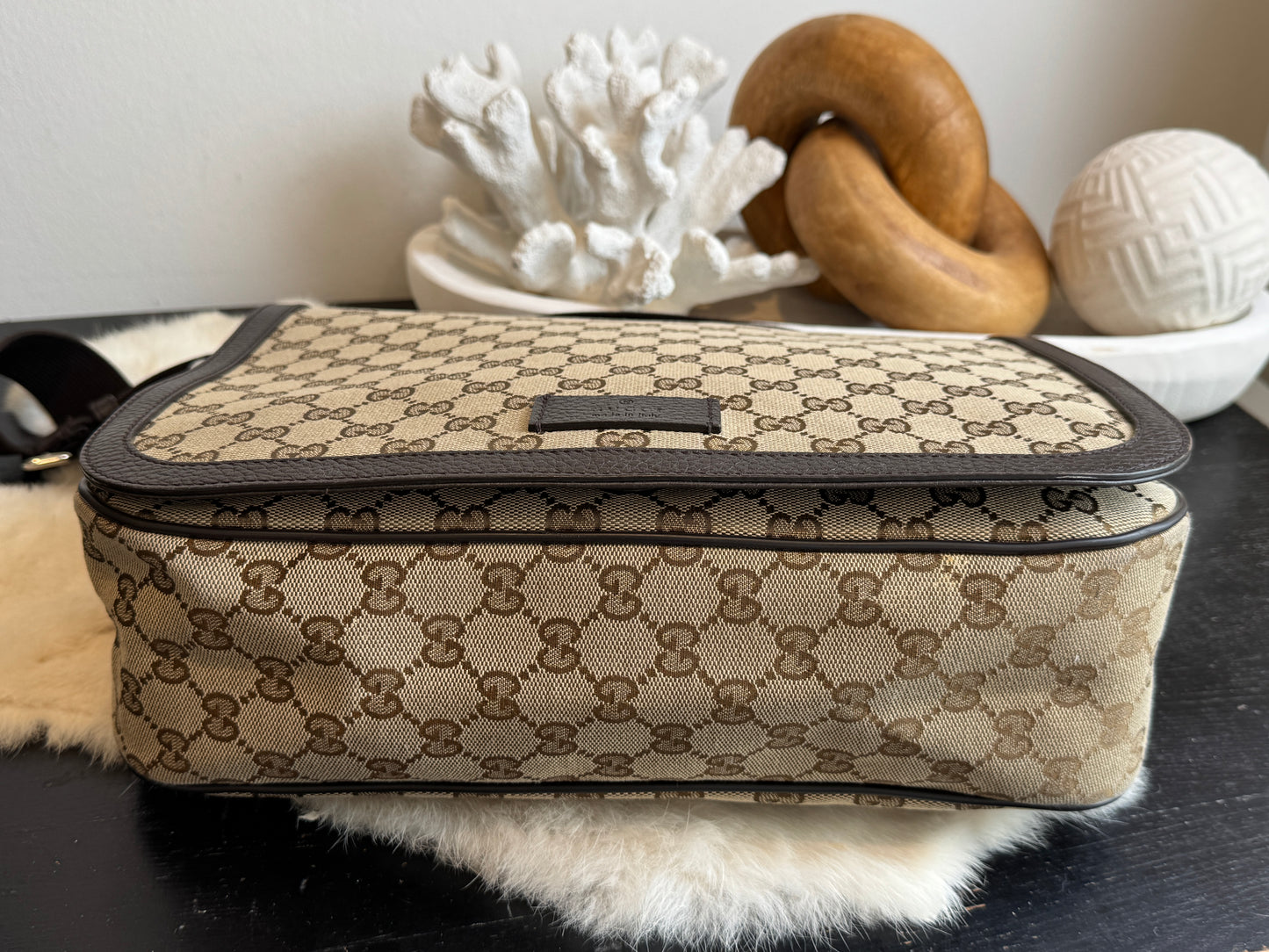 GUCCI Canvas Large Messenger Brown Bag
