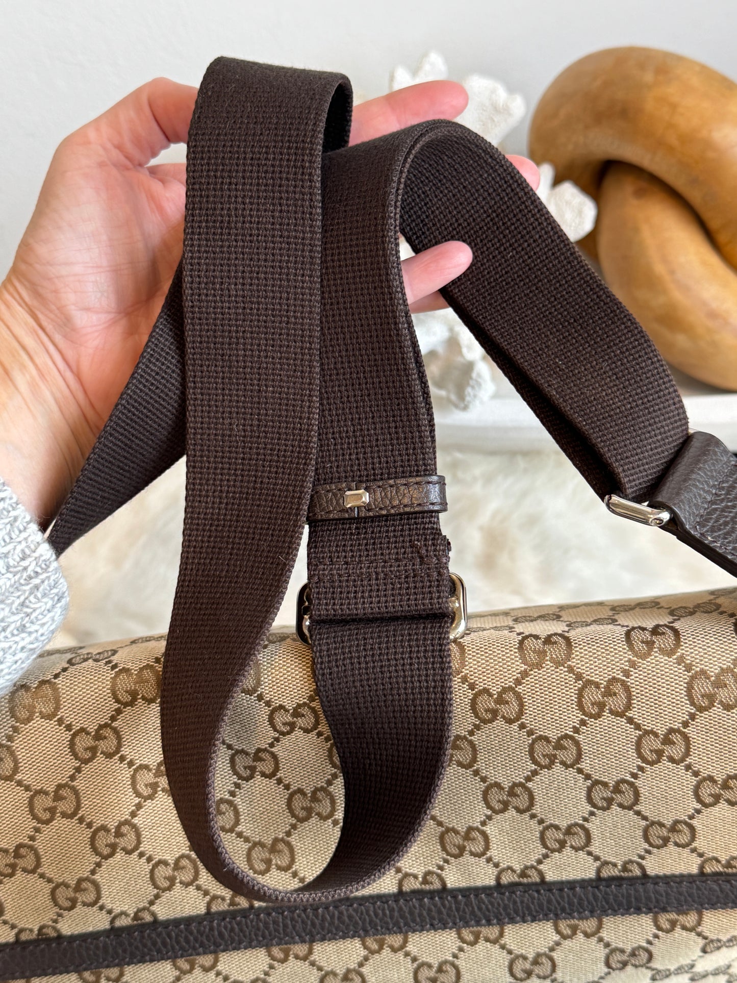 GUCCI Canvas Large Messenger Brown Bag
