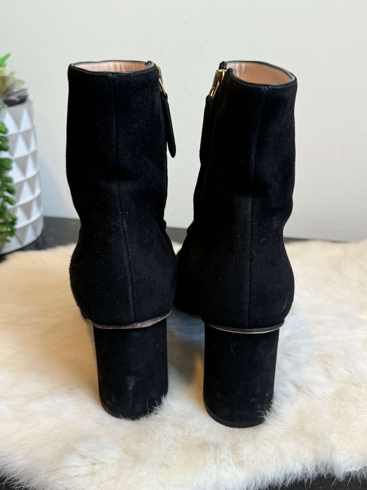 GUCCI Suede Marmont Fringe Boot Black 38EU