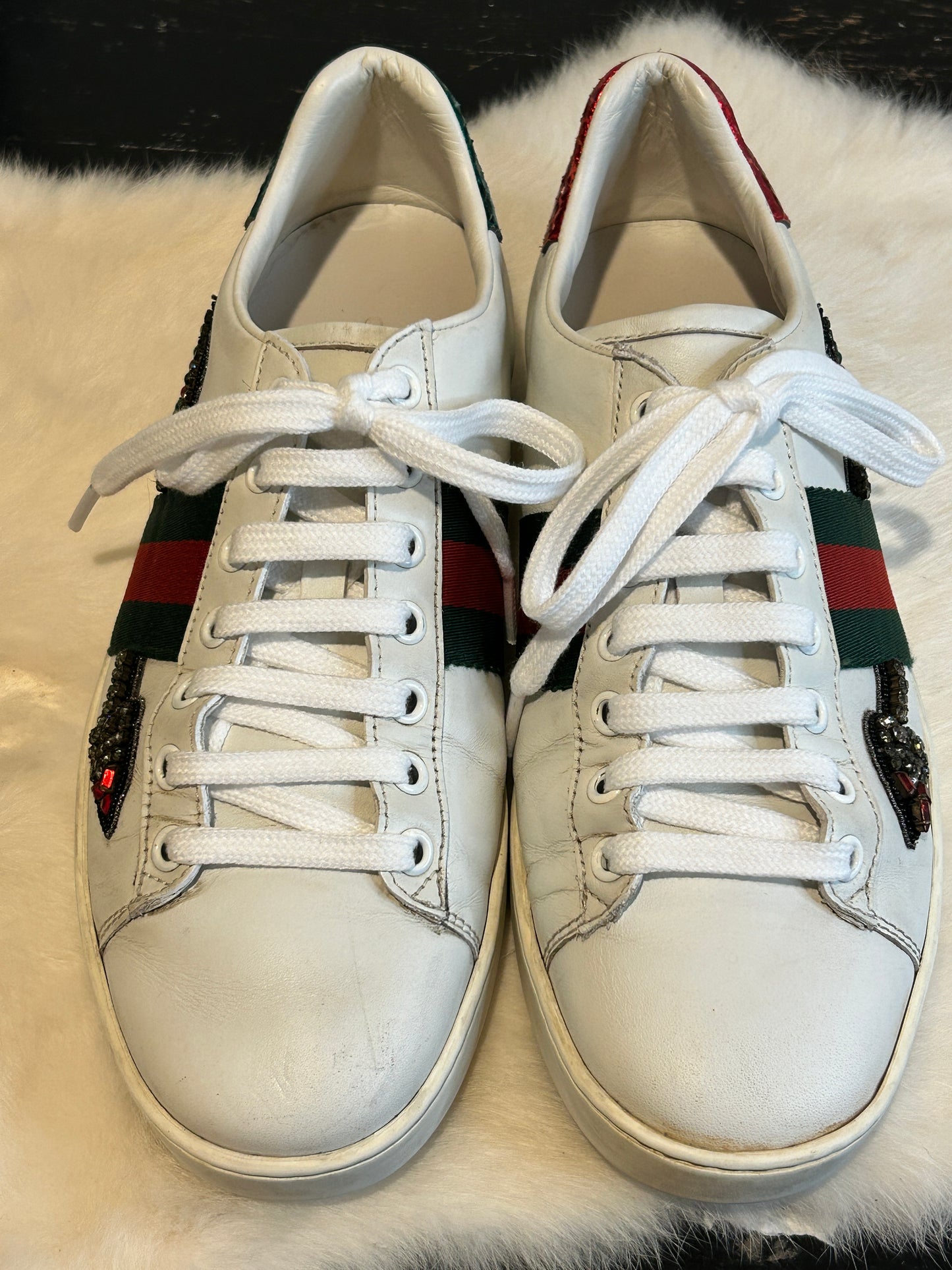 GUCCI Ace Rhinestone Arrows Sneakers Women's 38EU