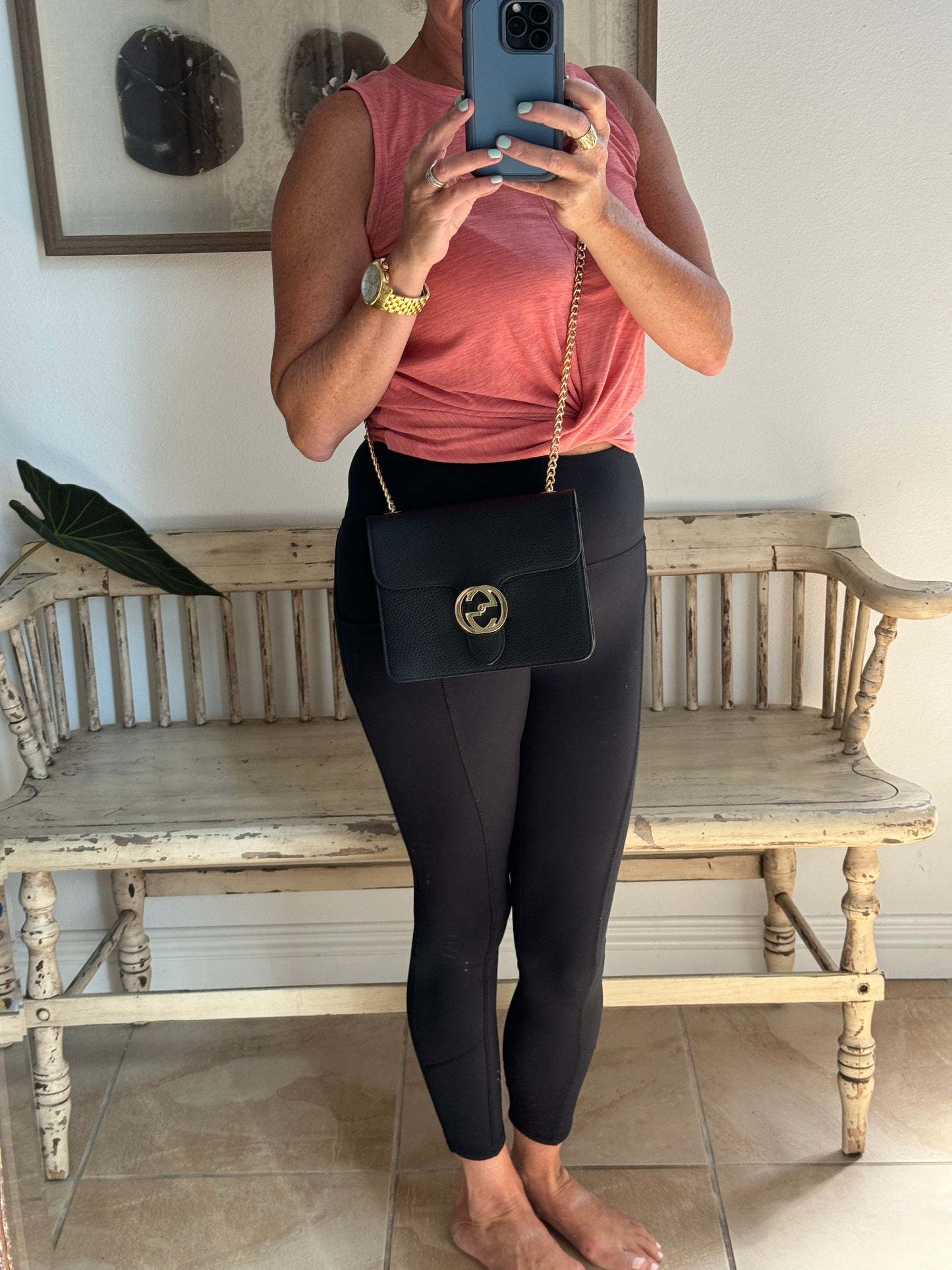 GUCCI Interlocking G Black Leather Bag