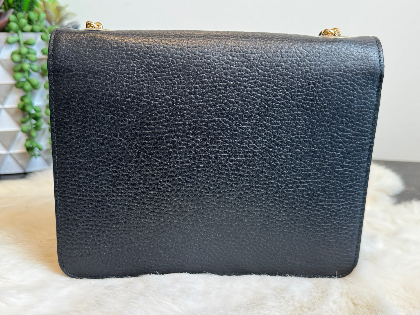 GUCCI Interlocking G Black Leather Bag