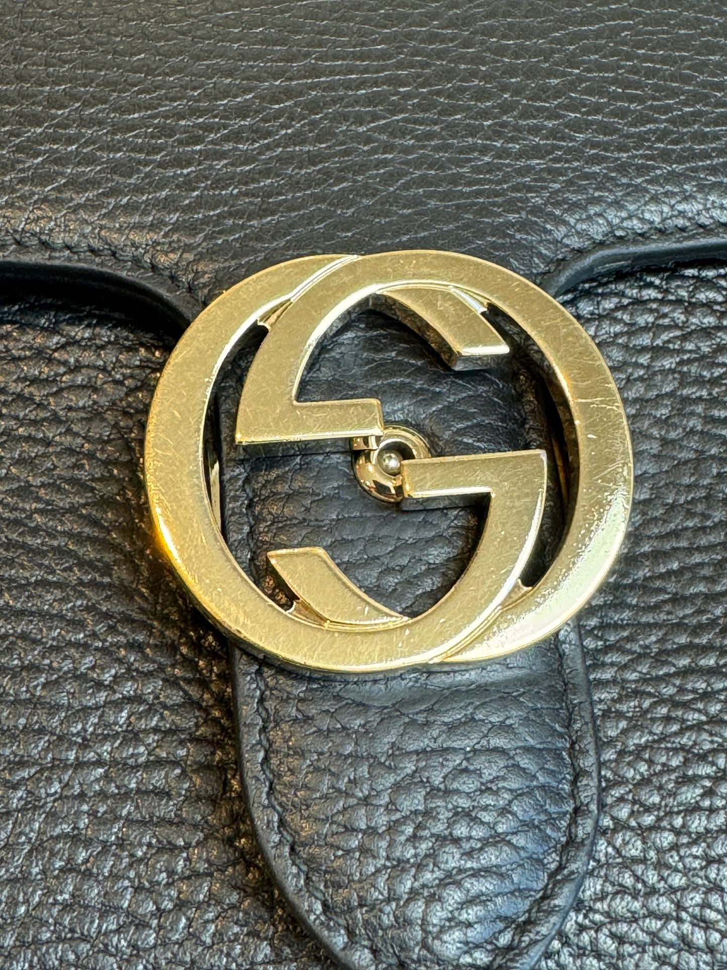 GUCCI Interlocking G Black Leather Bag