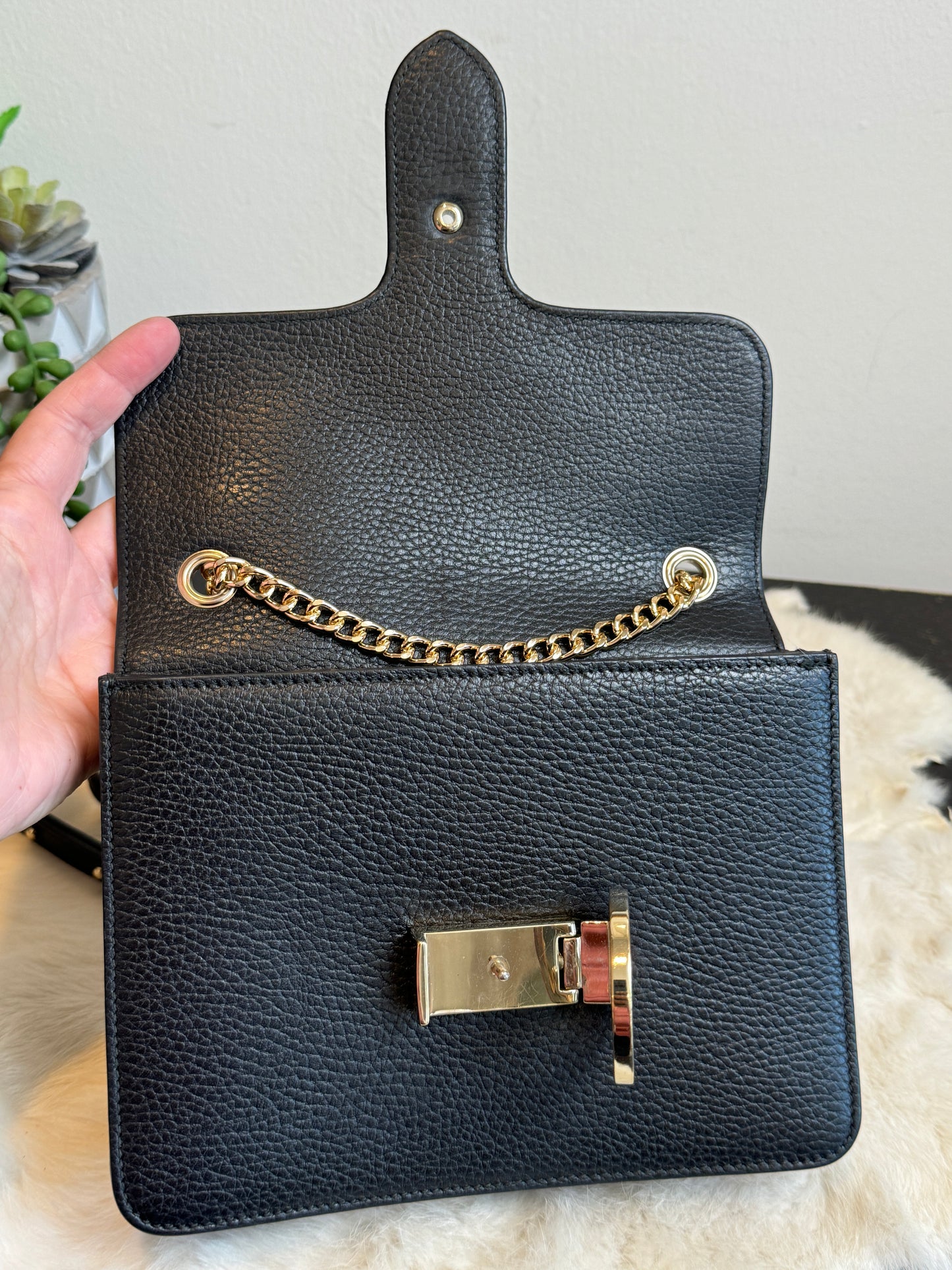 GUCCI Interlocking G Black Leather Bag