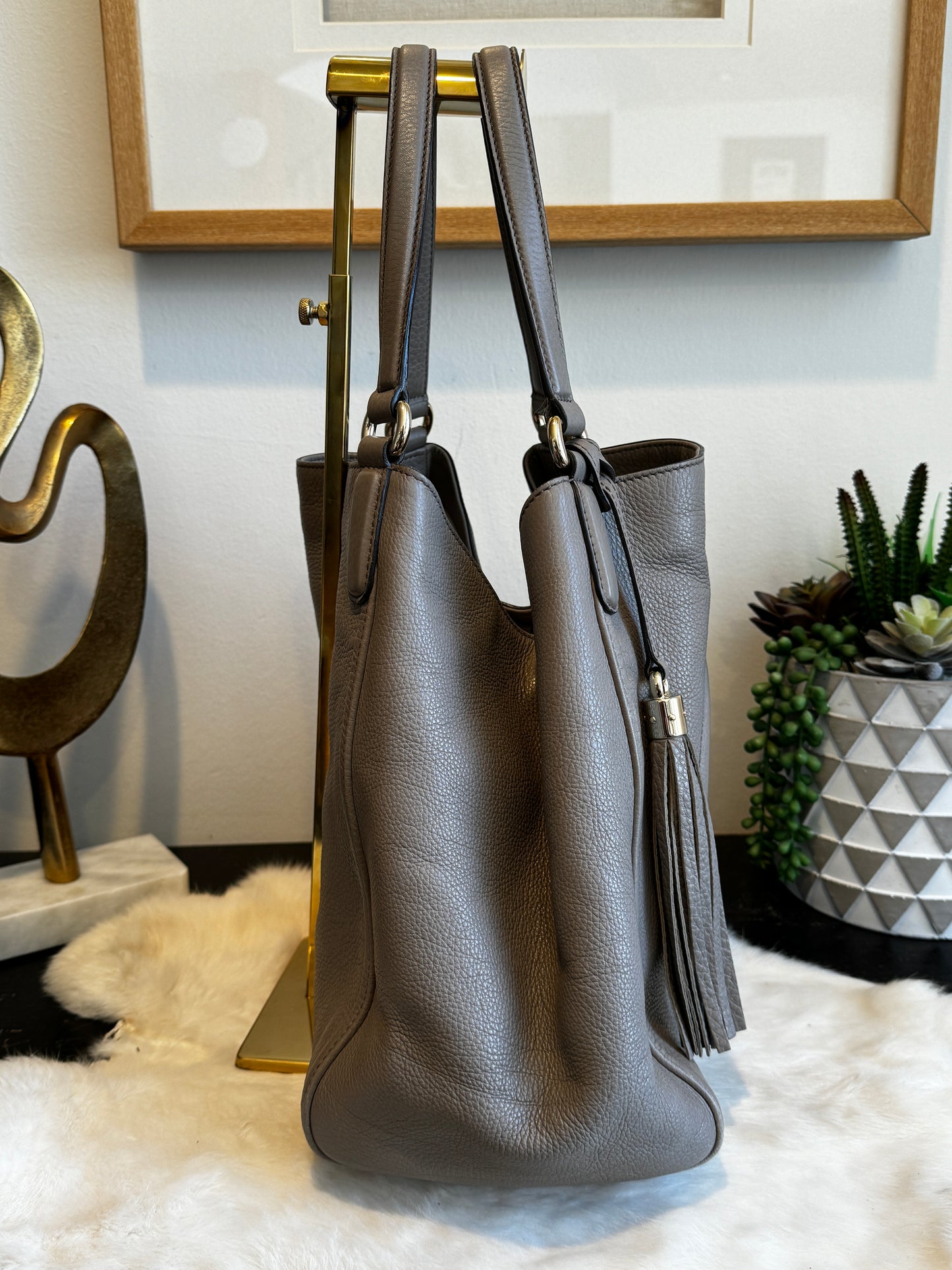 Gucci Pebbled Calfskin Medium Soho Tassel Bag