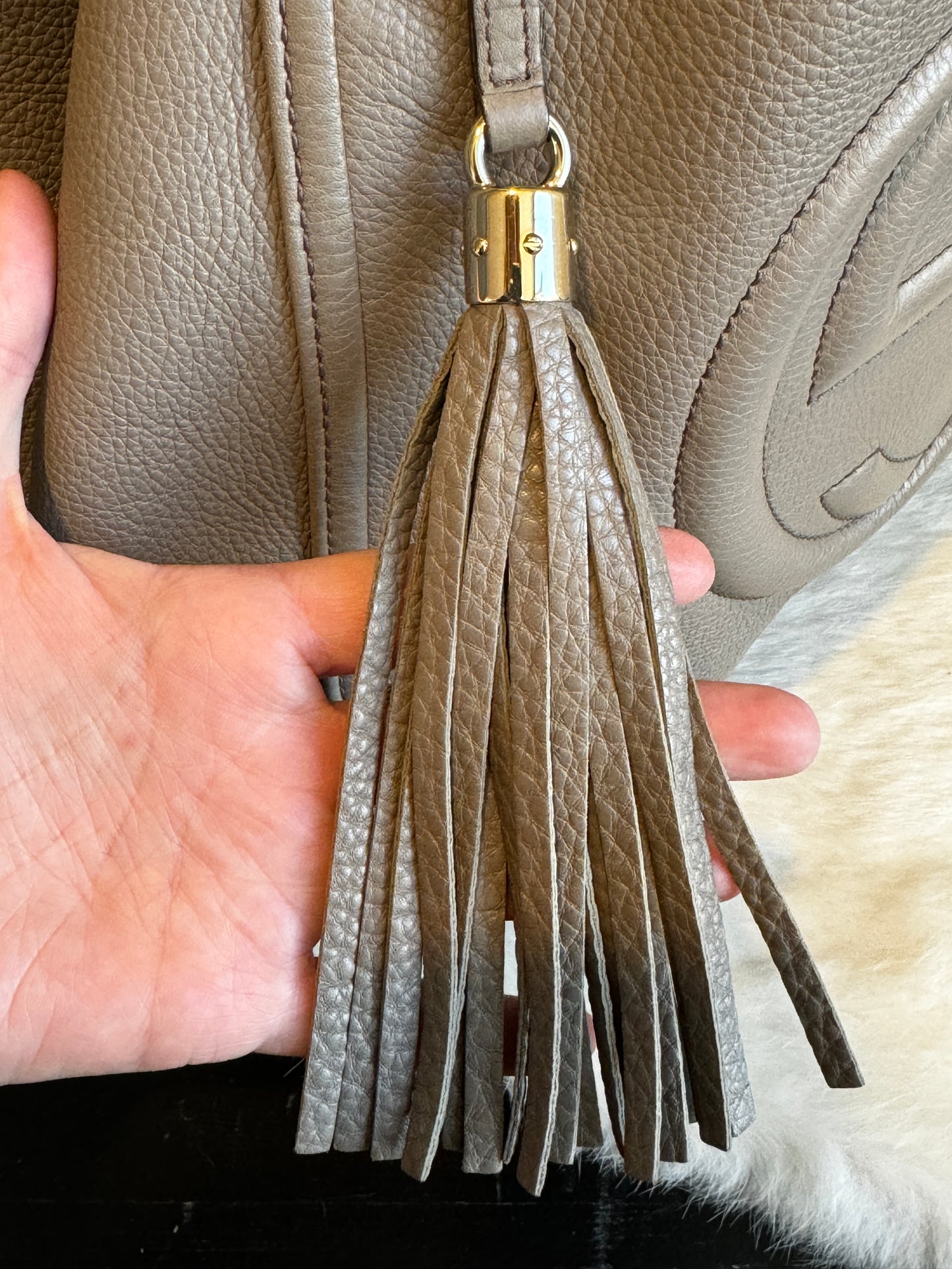 Gucci Pebbled Calfskin Medium Soho Tassel Bag