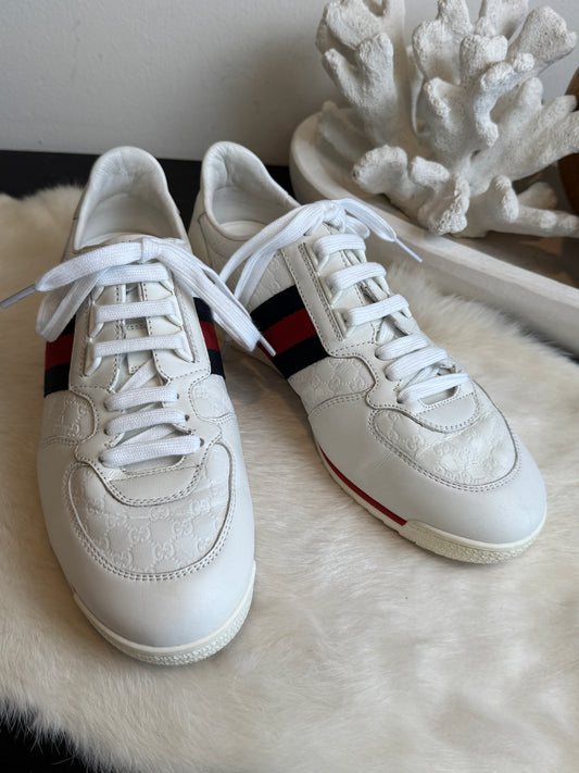GUCCI White Guccissima Trainers Women's Sneakers 5.5EU (38.5EU)