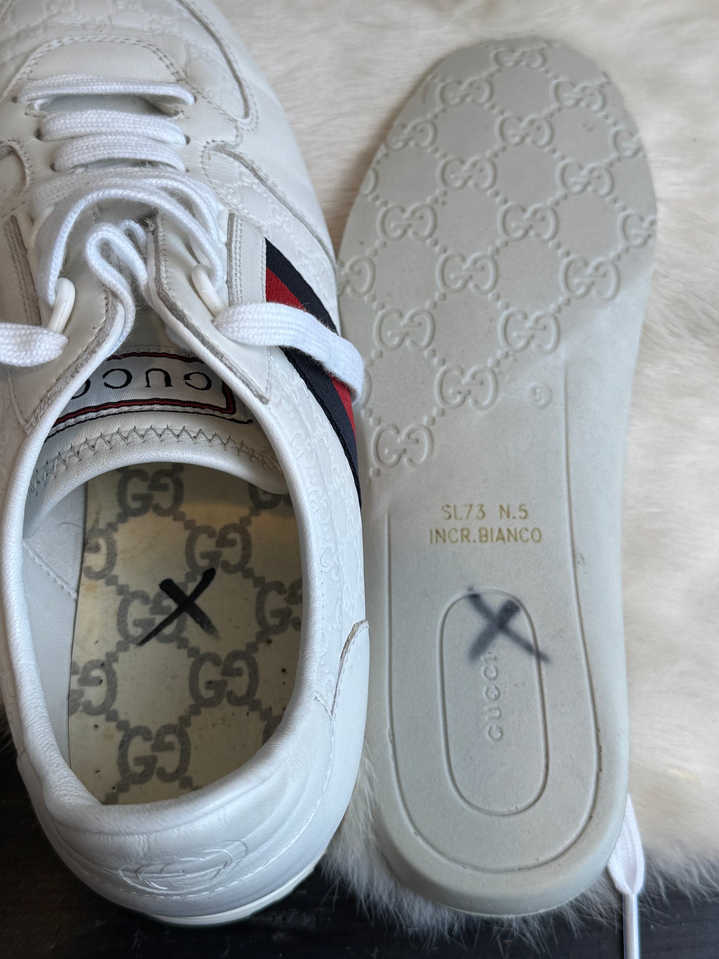 GUCCI White Guccissima Trainers Sneakers 5.5EU (38.5EU)