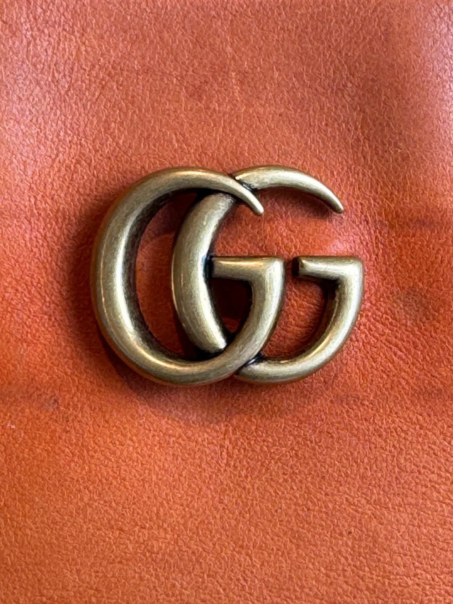 GUCCI GG Running Tote Bag Handbag Leather Orange
