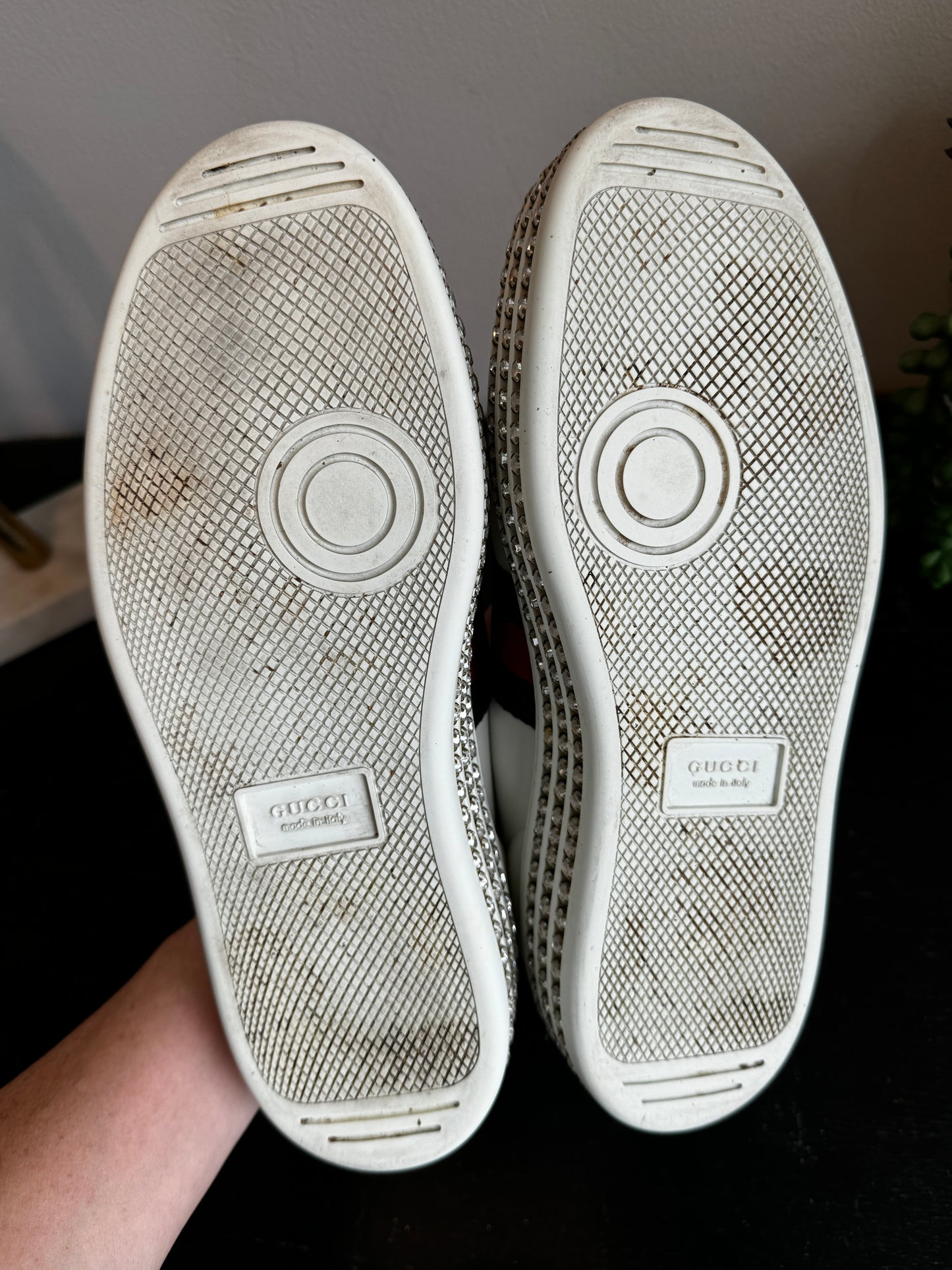 GUCCI Ace Bee Rhinestone Platforms Women's Size 37EU