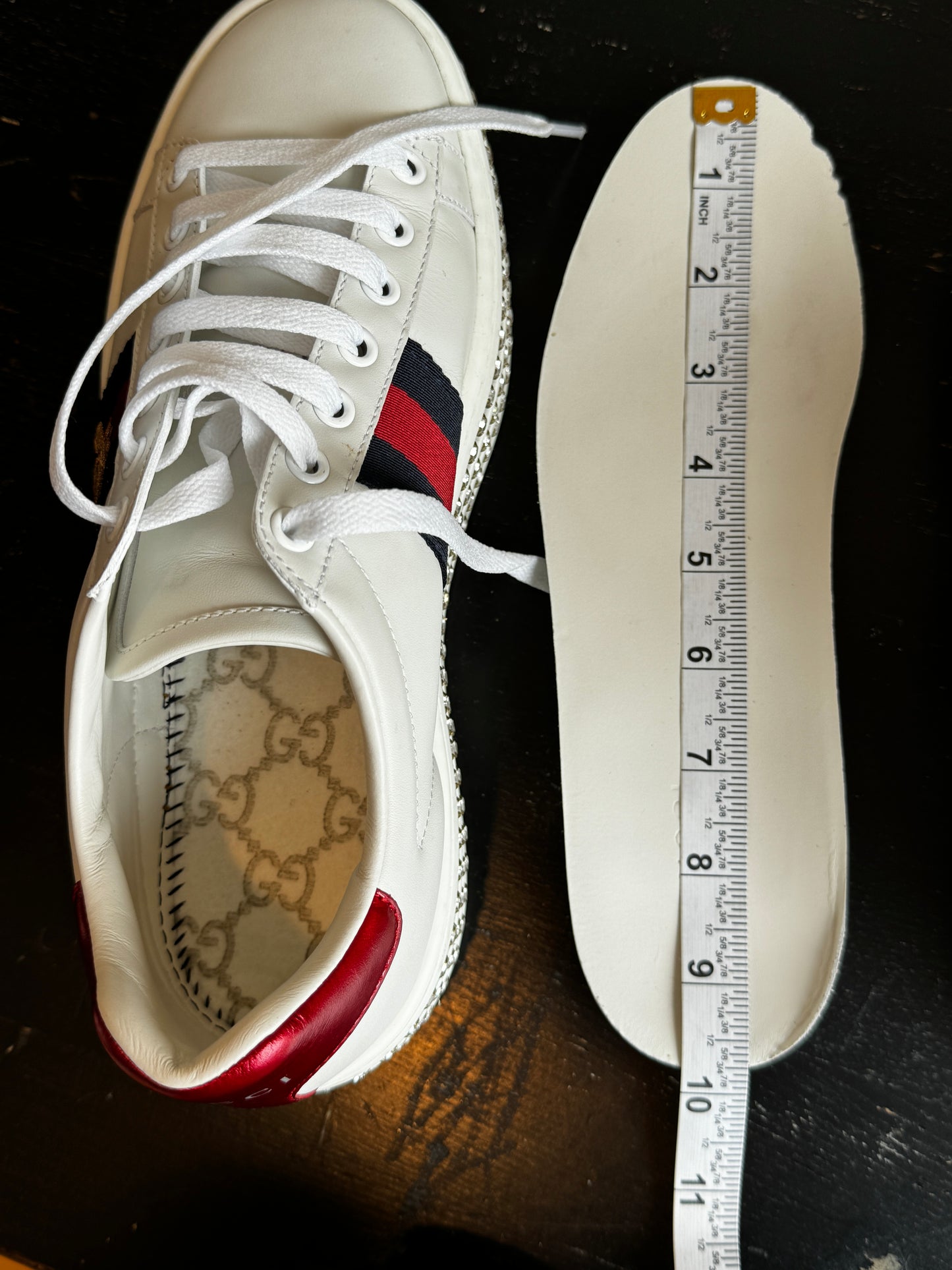 GUCCI Ace Bee Rhinestone Platforms Women's Size 37EU