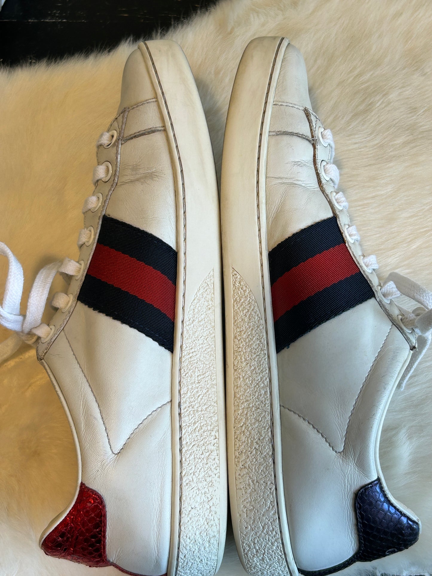 GUCCI Ace Rhinestone King Snake Sneakers Women's 36EU