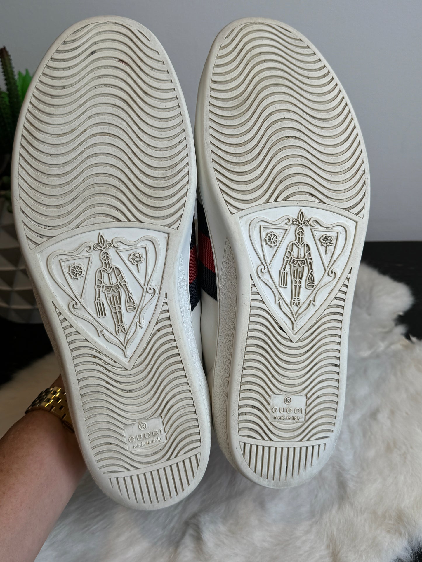 GUCCI Ace Navy/Red Web Snaps Mens 10EU