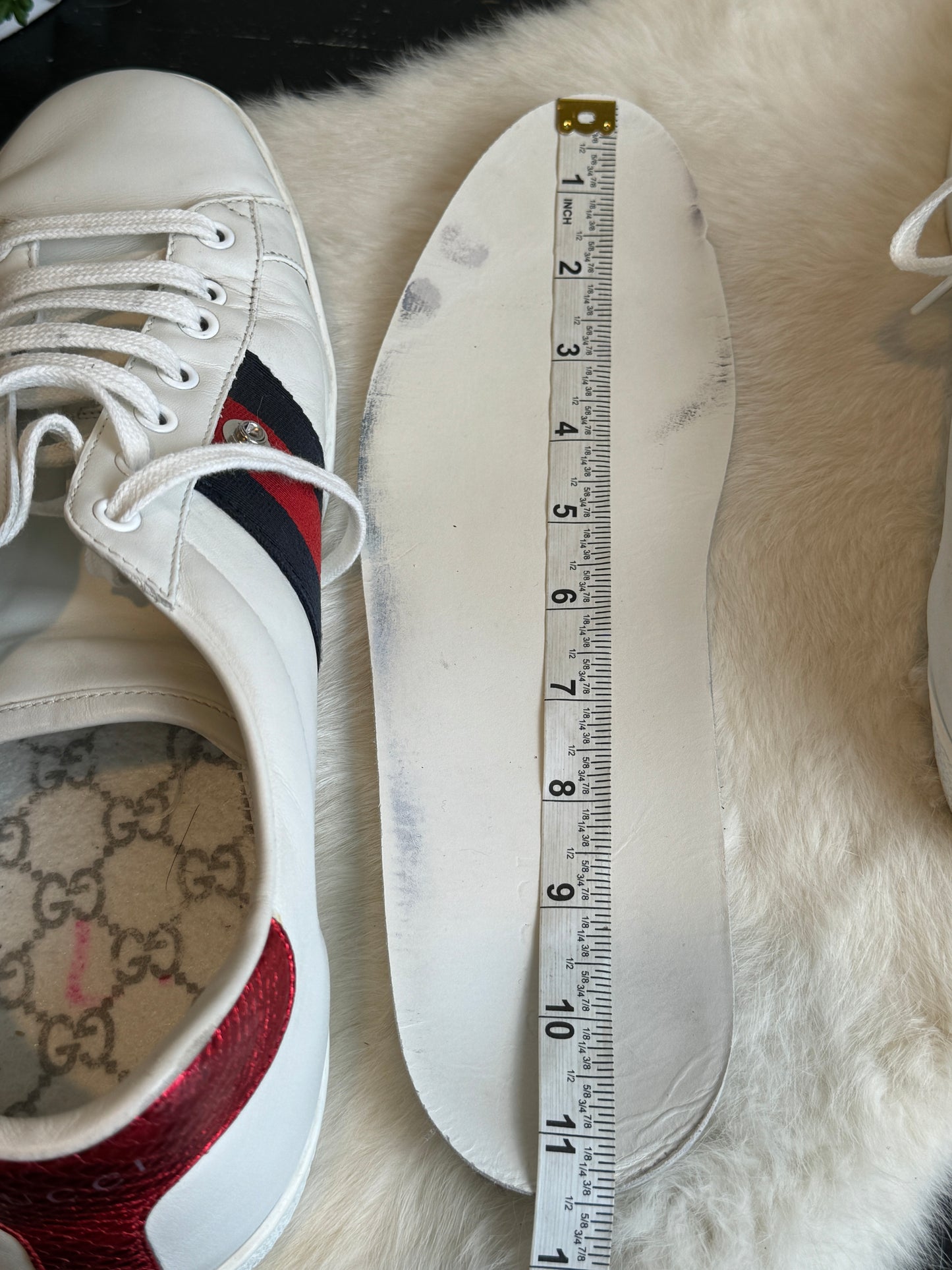 GUCCI Ace Navy/Red Web Snaps Mens 10EU