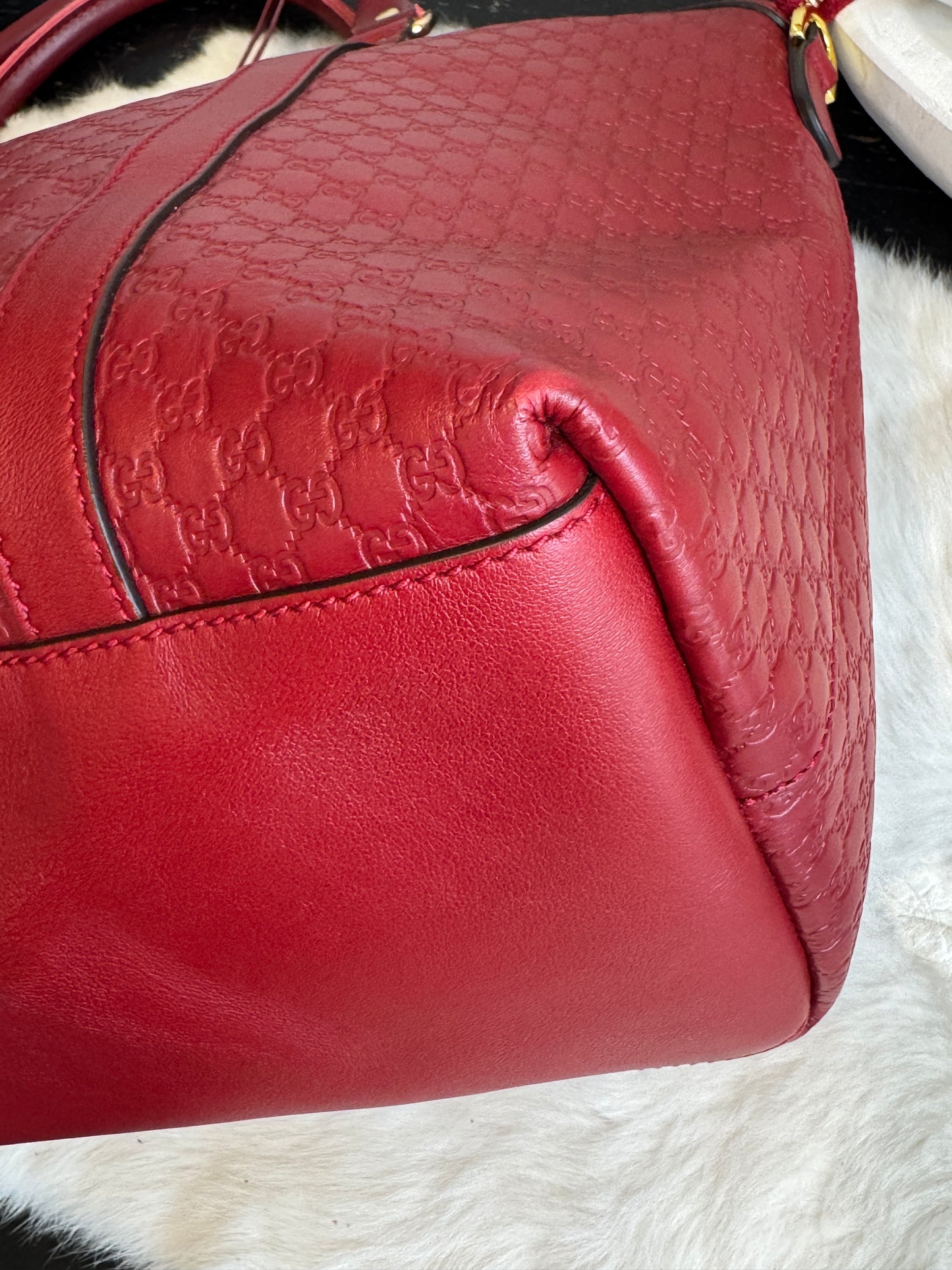GUCCI Micro-Guccissima Cima Dome Red 2-Way Tote Large