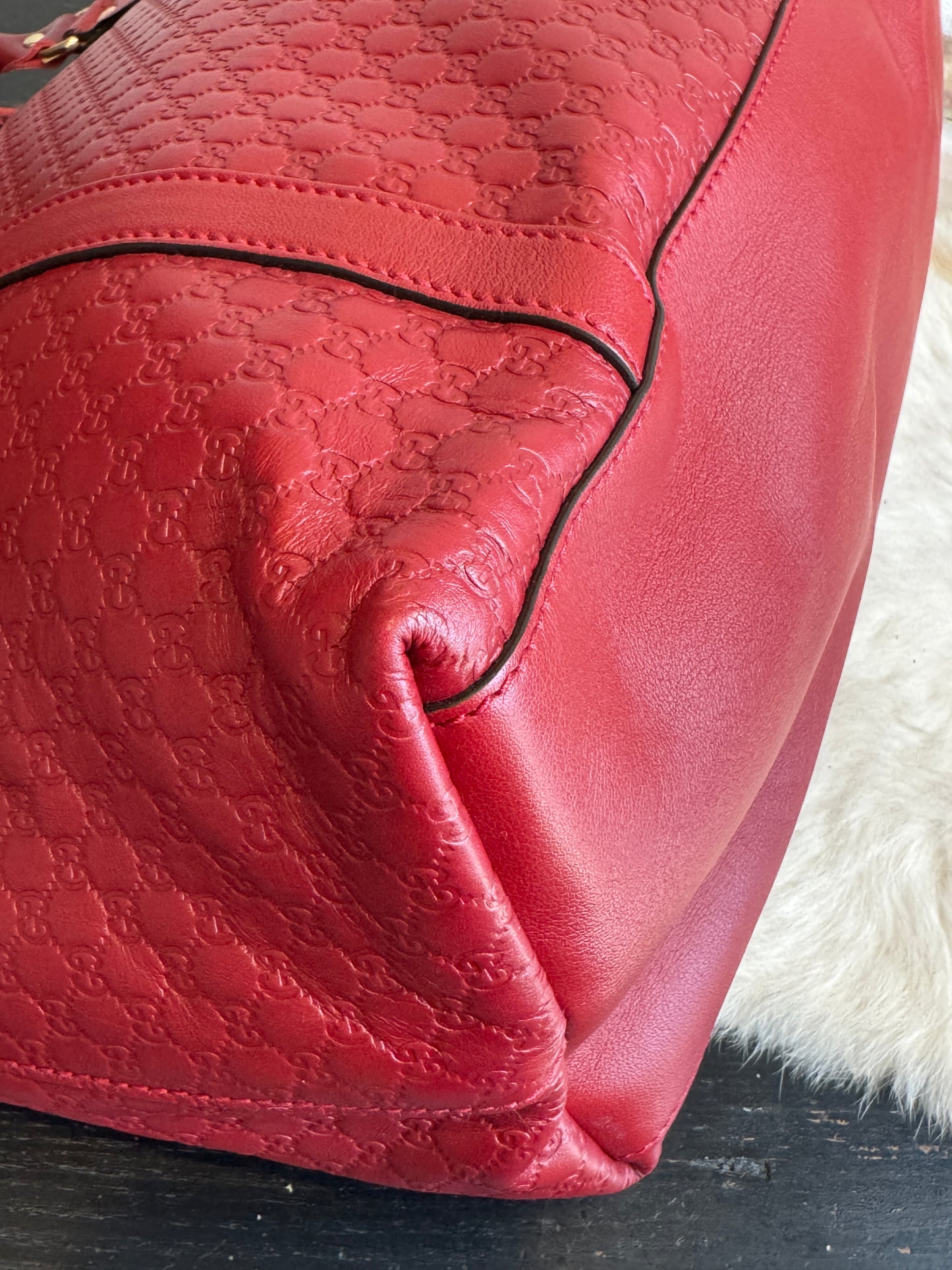 GUCCI Micro-Guccissima Cima Dome Red 2-Way Tote Large