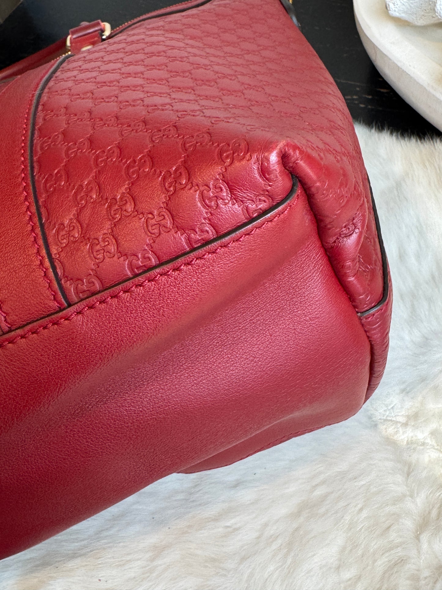 GUCCI Micro-Guccissima Cima Dome Red 2-Way Tote Large