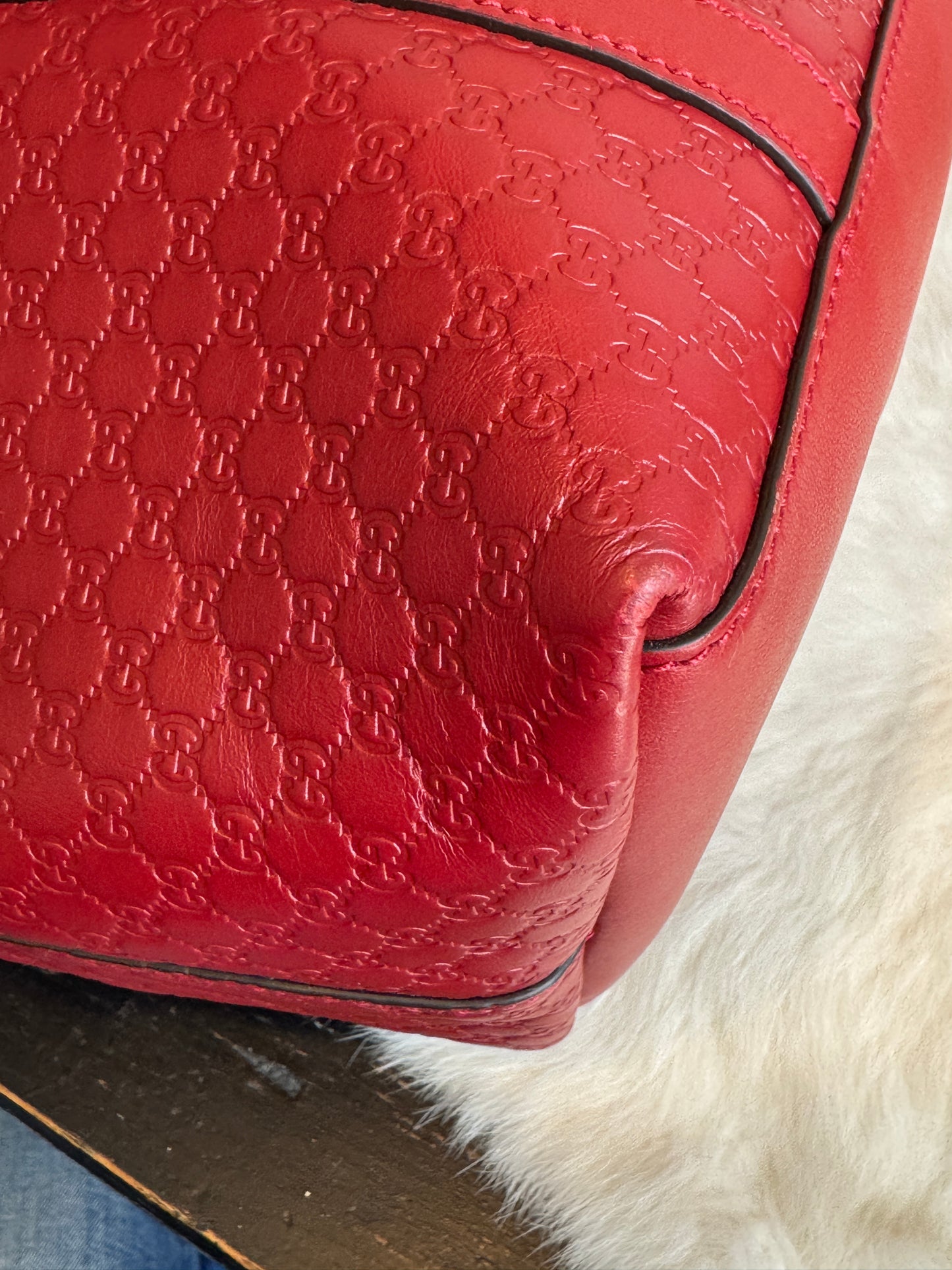 GUCCI Micro-Guccissima Cima Dome Red 2-Way Tote Large