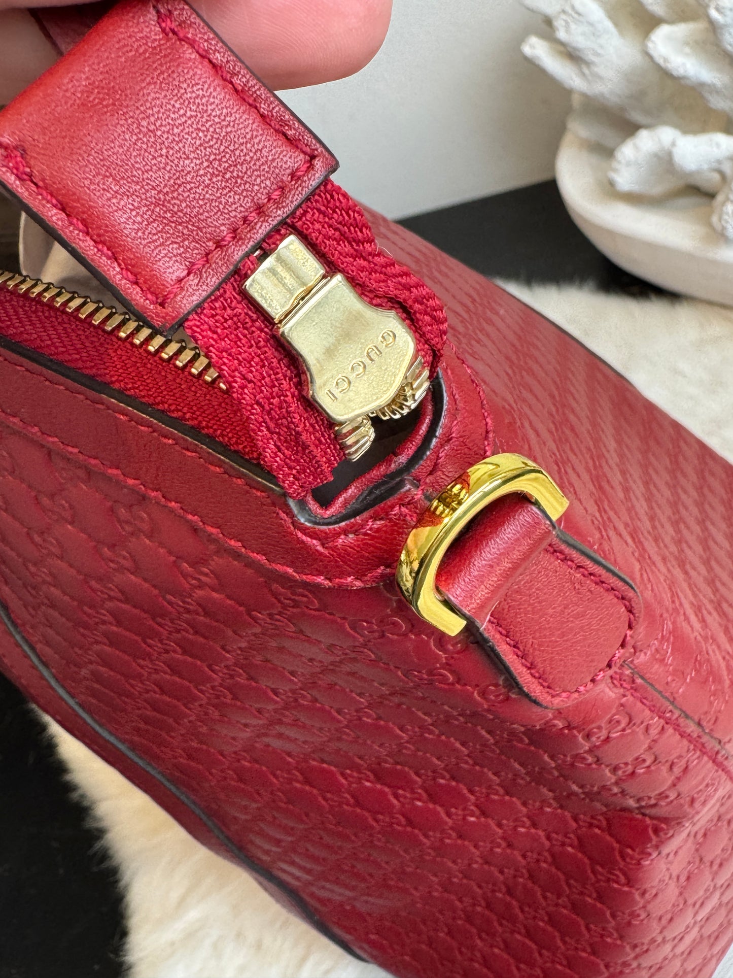 GUCCI Micro-Guccissima Cima Dome Red 2-Way Tote Large