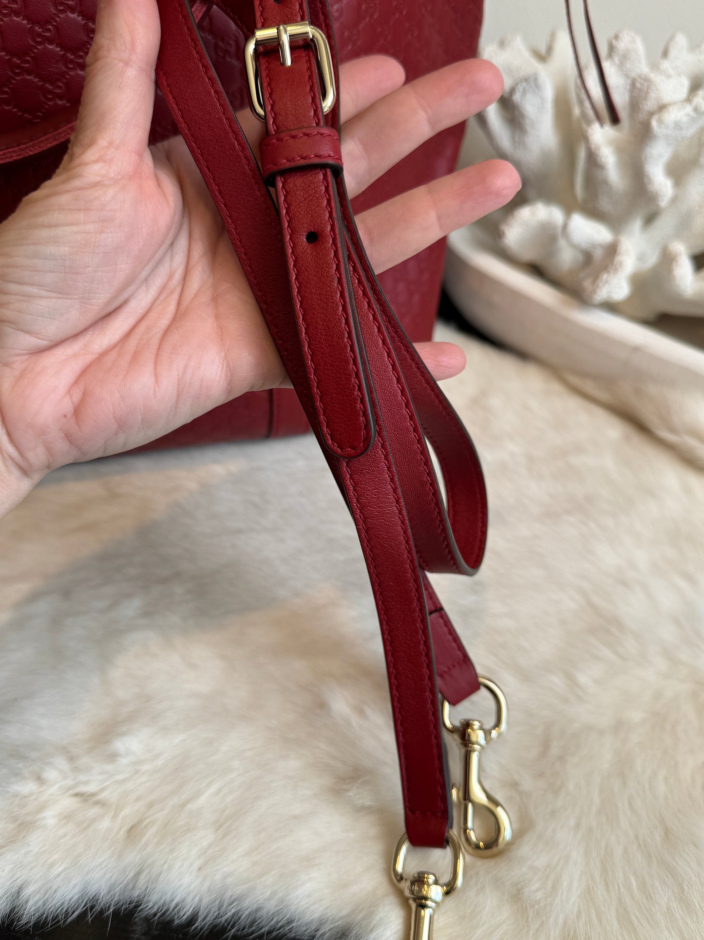GUCCI Micro-Guccissima Cima Dome Red 2-Way Tote Large