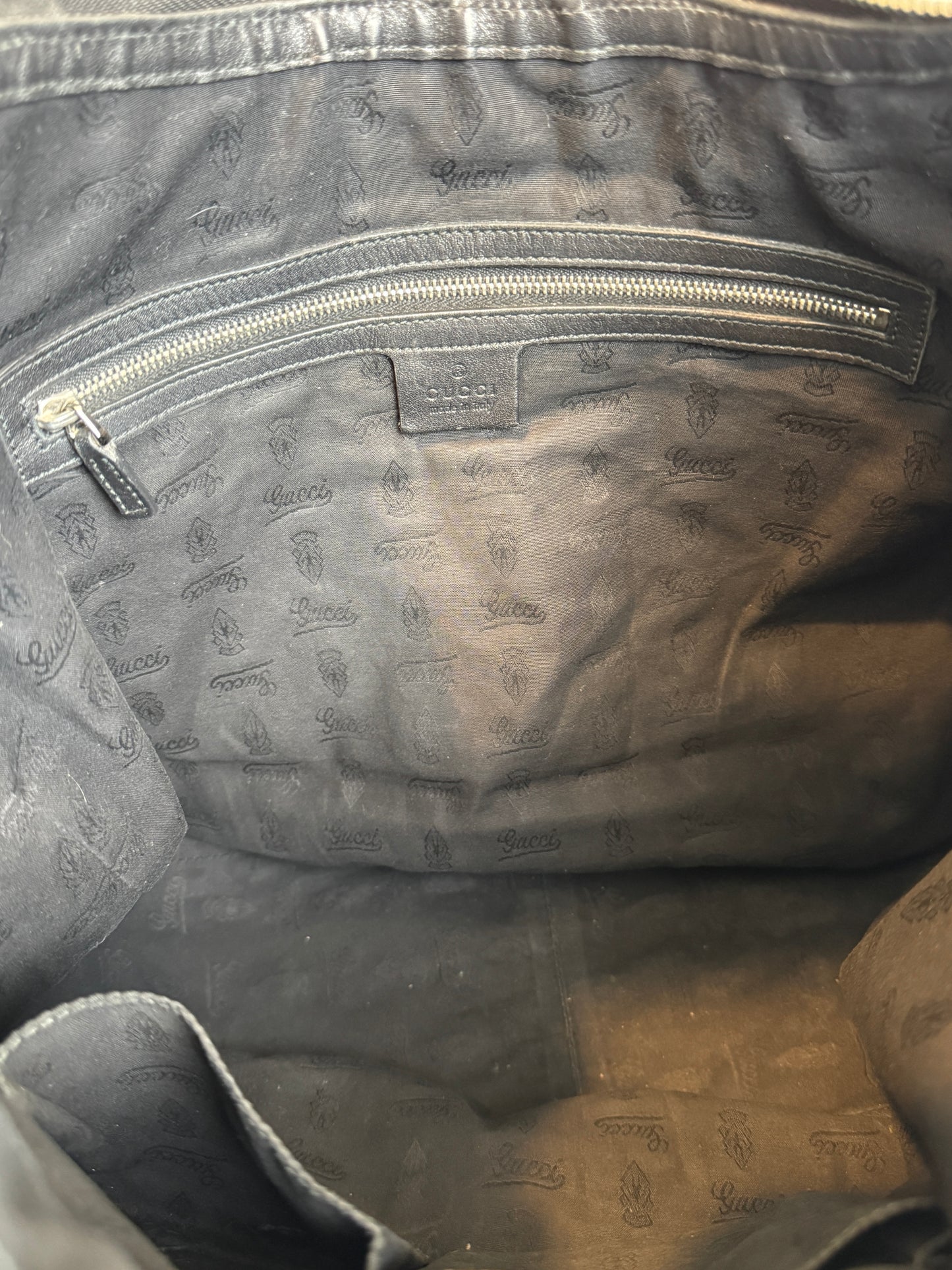 GUCCI Large Guccissima Signature Black Twins Leather Hobo