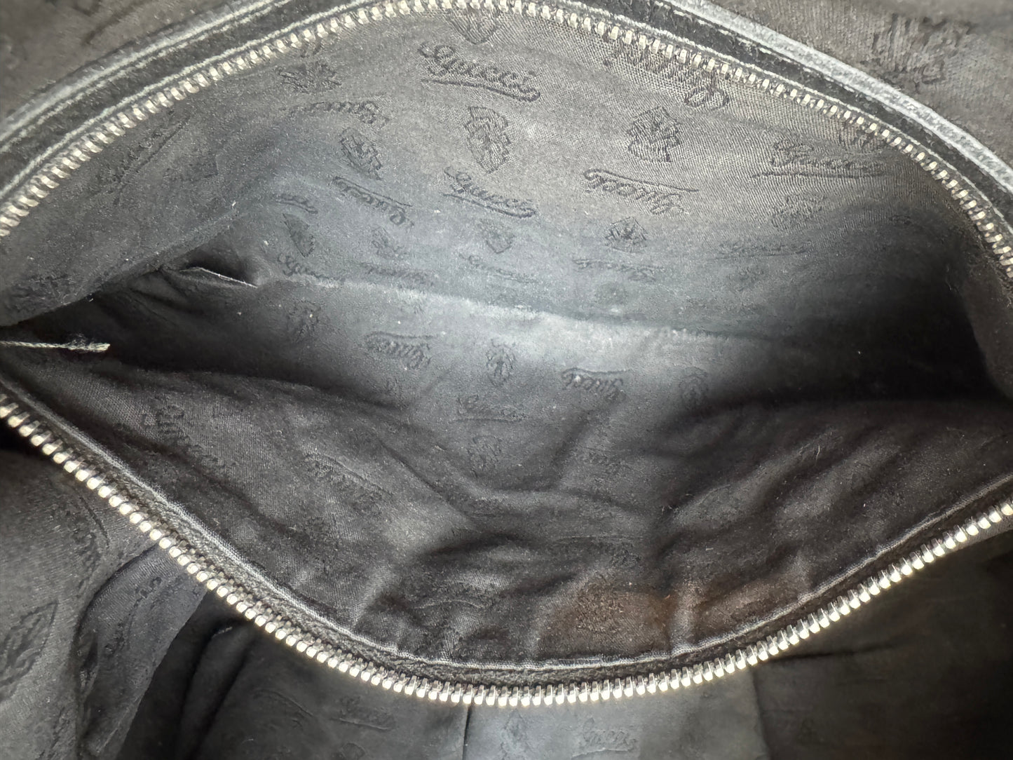 GUCCI Large Guccissima Signature Black Twins Leather Hobo