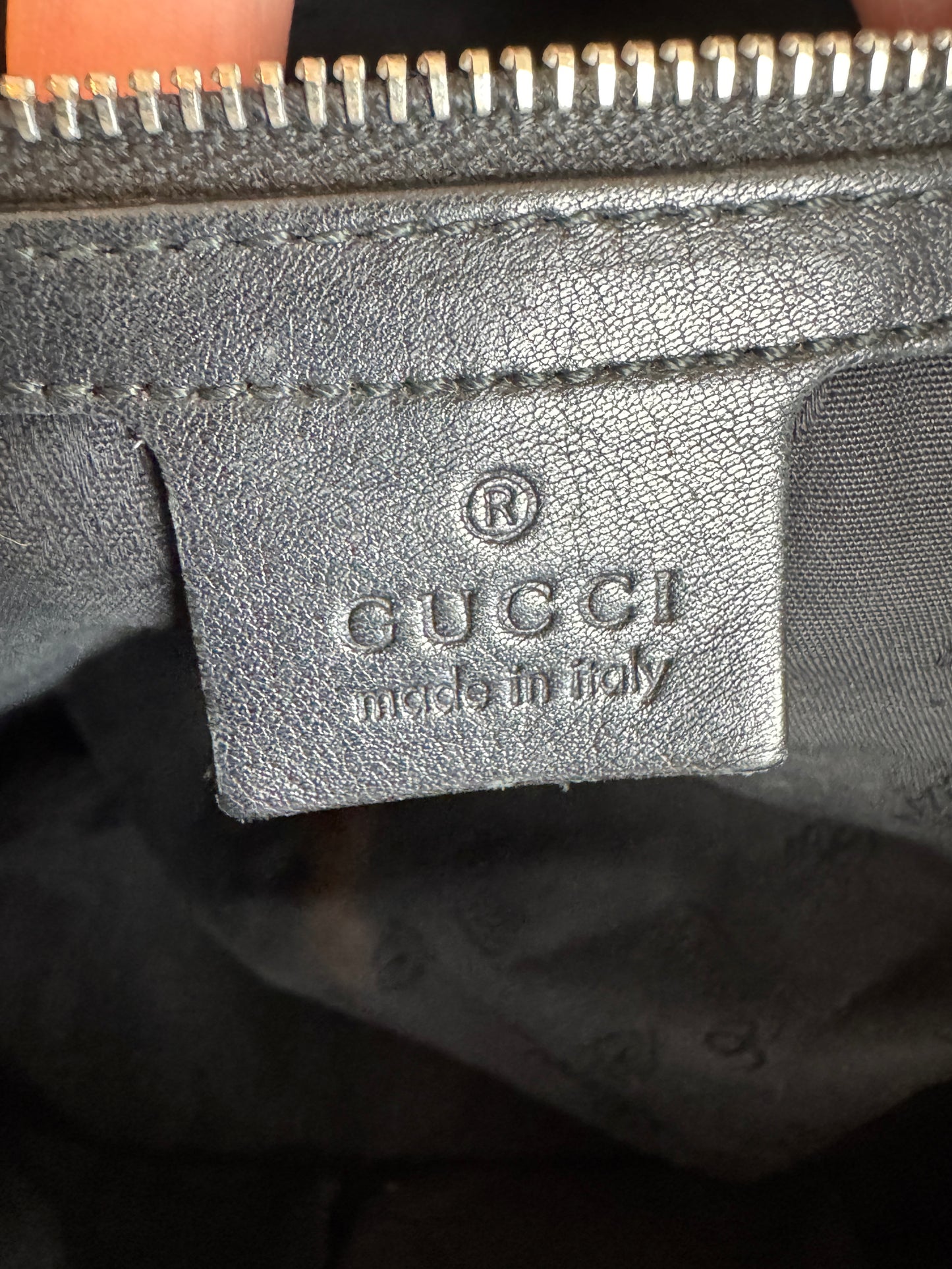 GUCCI Large Guccissima Signature Black Twins Leather Hobo