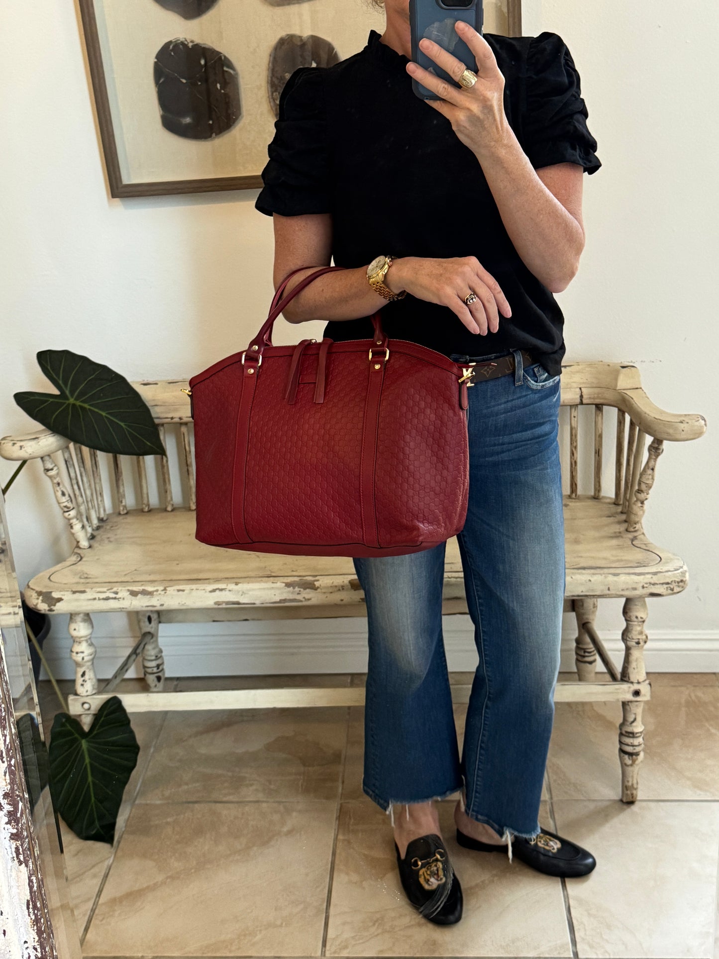 GUCCI Micro-Guccissima Cima Dome Red 2-Way Tote Large